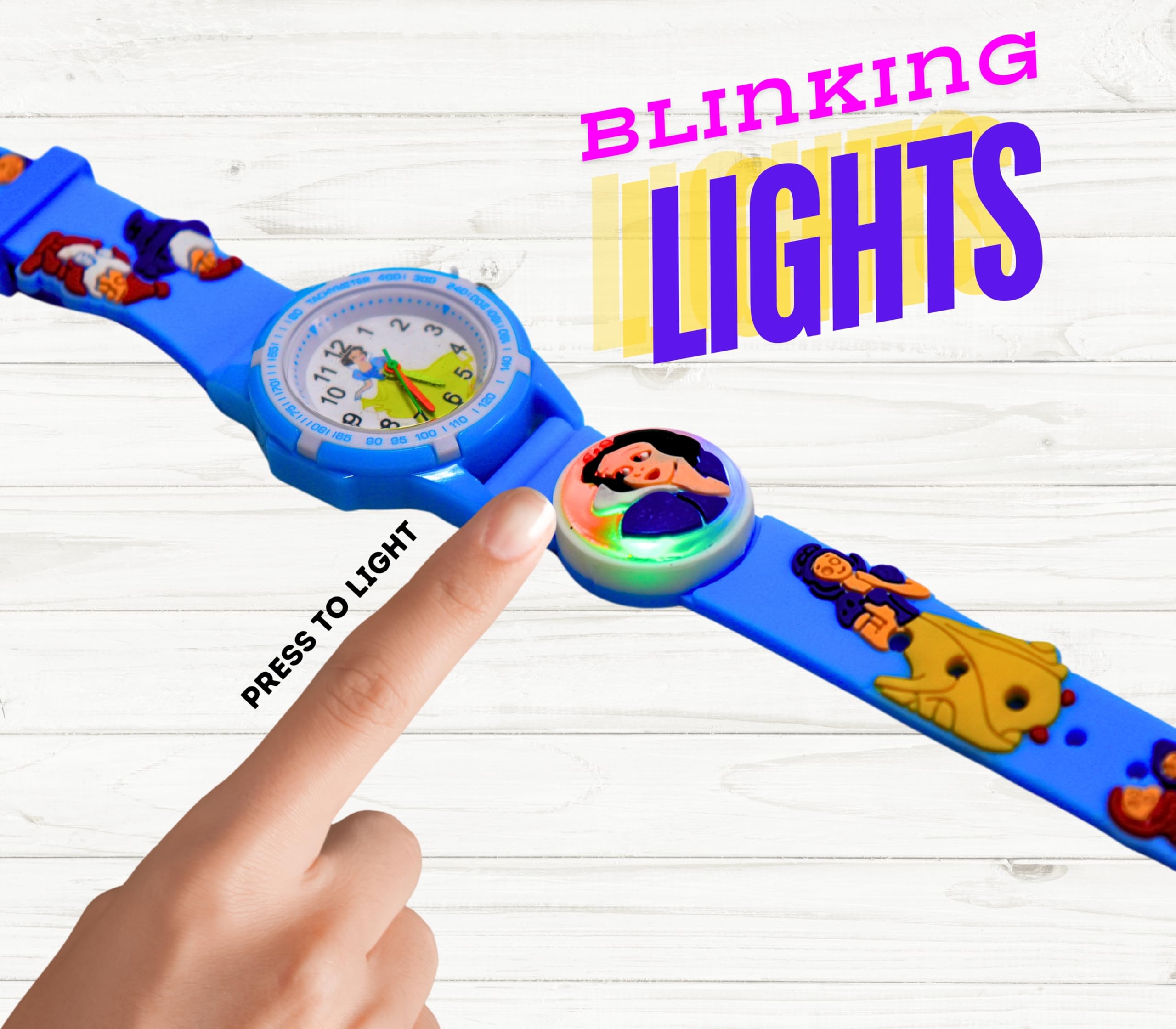 Pyengora Cinderella Girls Watch - Cute Aesthetic Blue LED Wristwatch with Colorful Lights, Perfect Birthday Gift for Kids | Disney Princess Inspired Watch for Parties, Dress-Up & Special Occasions