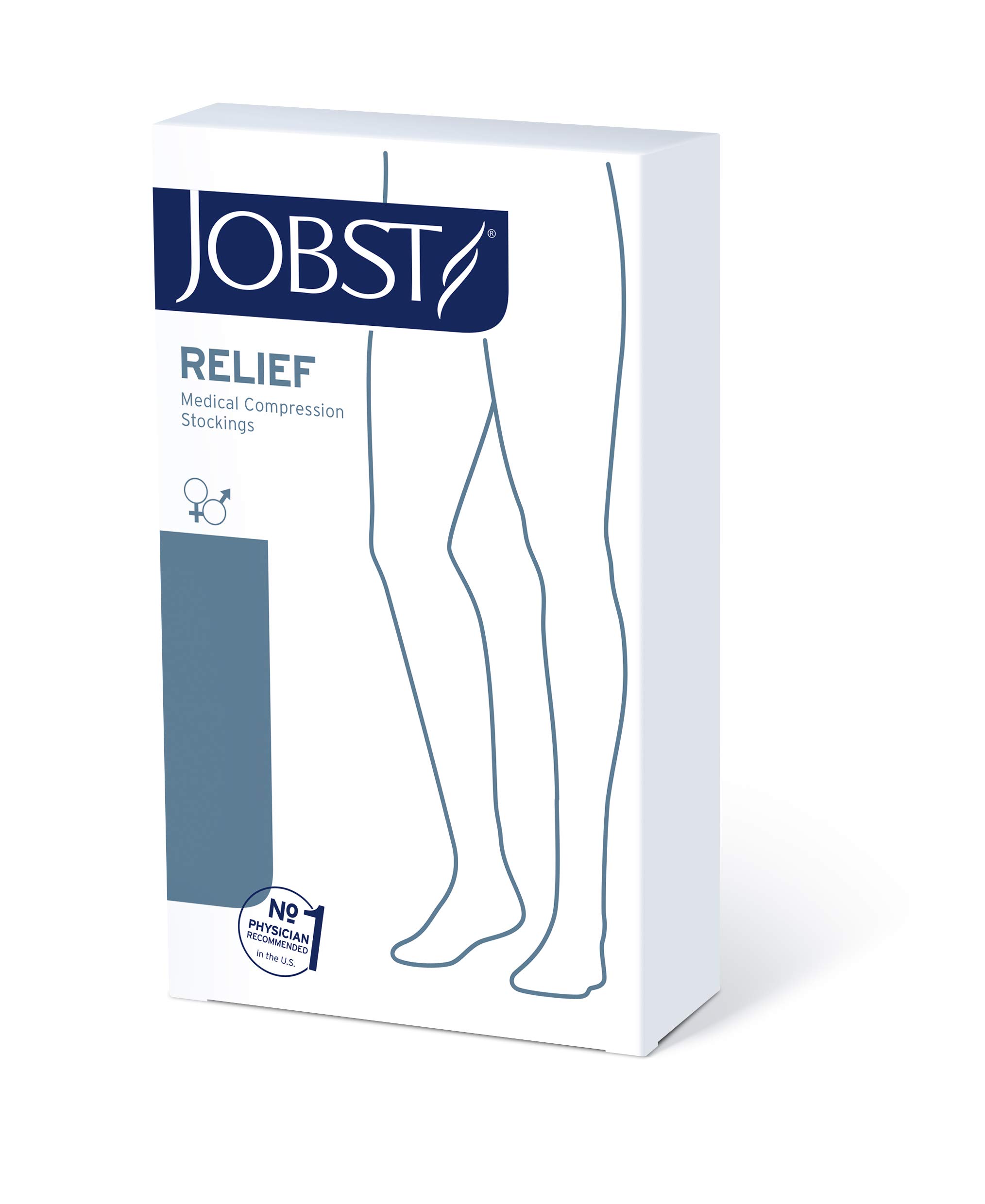 JOBST Relief Waist High Graduated Compression Stockings 30-40mmHg - Comfortable Unisex Medical Socks for Circulation & Swelling - Closed Toe, Beige, Small - Perfect for Travel, Pregnancy & Varicose Vein Relief