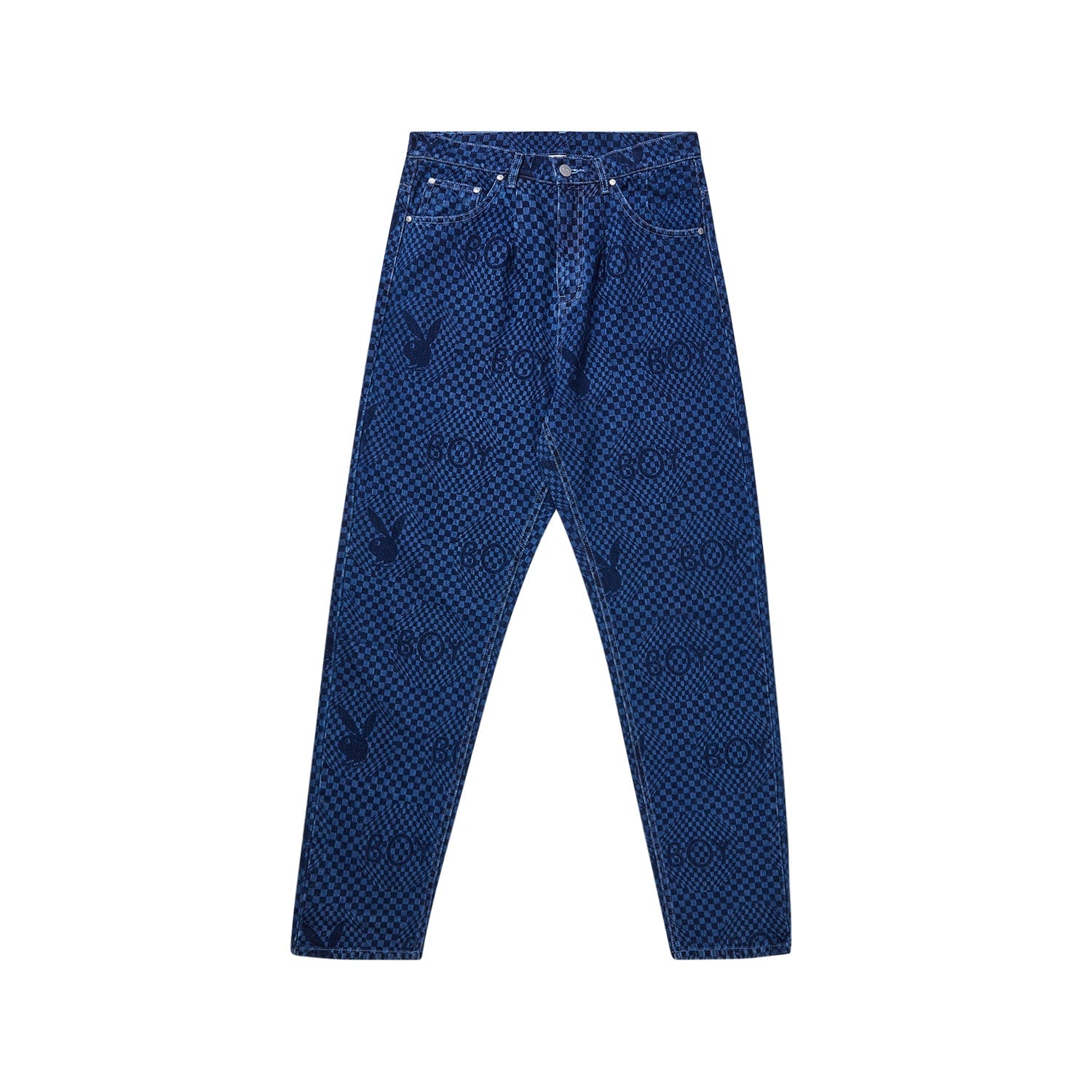 Playboy X Boy Checkerboard Jeans - Stylish & Comfortable Denim Pants for Men | Perfect for Casual Wear, Street Fashion & Everyday Outfits