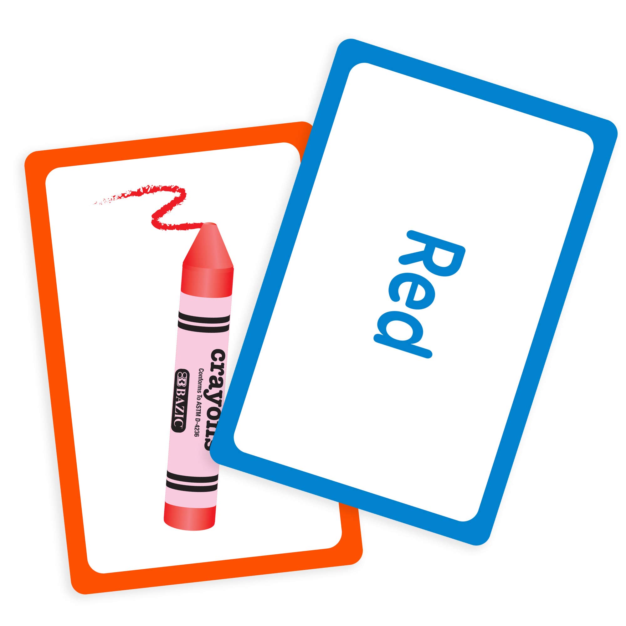 BAZIC Double-Sided Colors & Shapes Flash Cards with Pictures & Names - 36 Cards per Pack (72 Packs Total) - Early Learning Educational Game for Toddlers & Preschoolers - Perfect for Classroom, Homeschooling & Parent-Child Activities