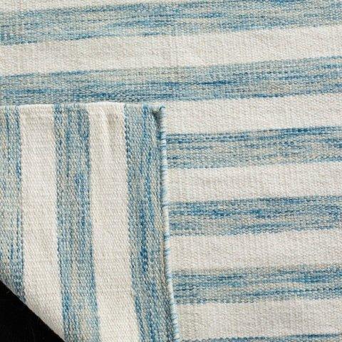 Hand Loomed Aqua & Ivory Striped Area Rug - Soft & Durable for Living Room, Bedroom, or Nursery Decor