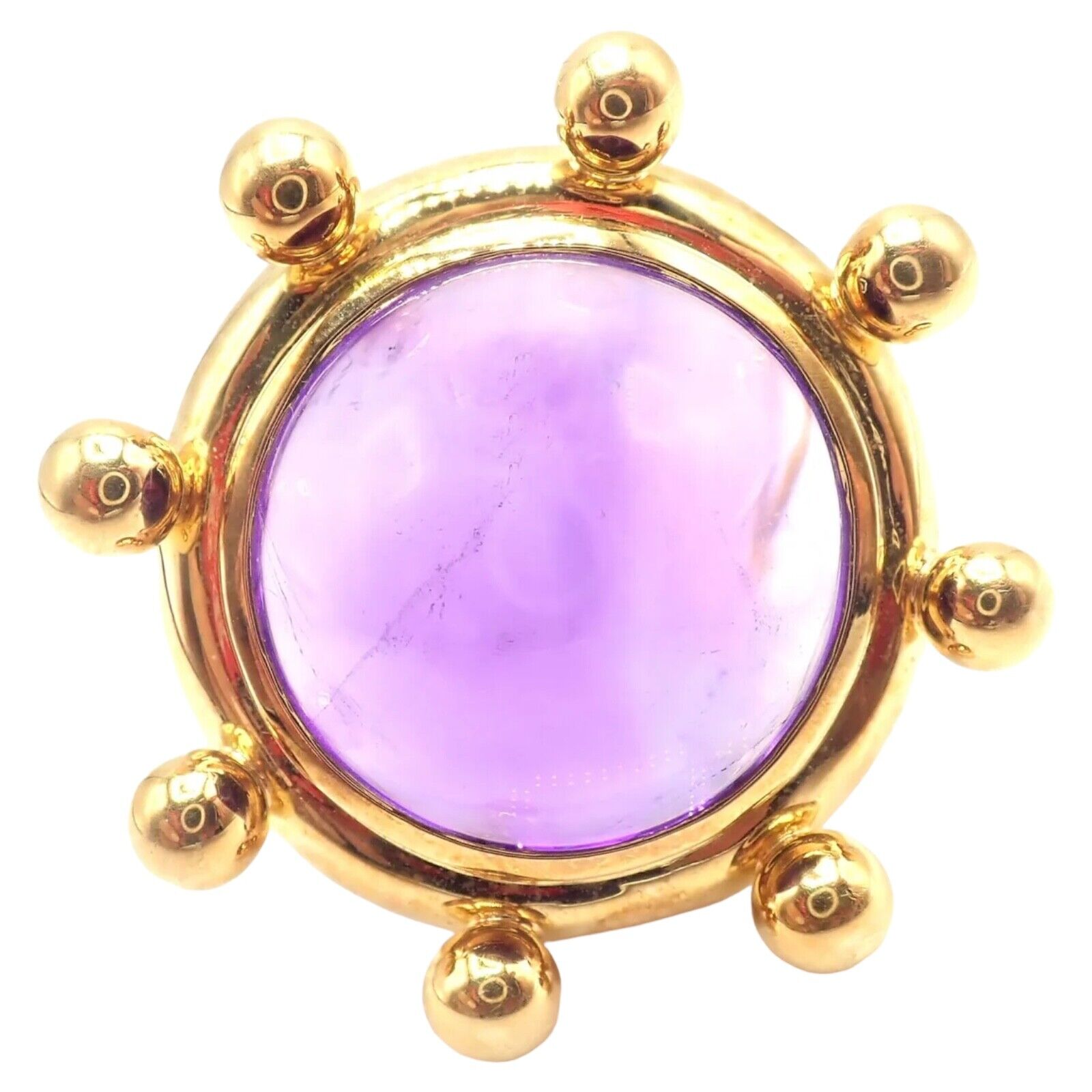 Authentic Tiffany & Co Paloma Picasso 18k Yellow Gold Large Amethyst Pin Brooch - Vintage Jewelry for Women, Elegant Gift for Special Occasions, Perfect for Weddings & Evening Events