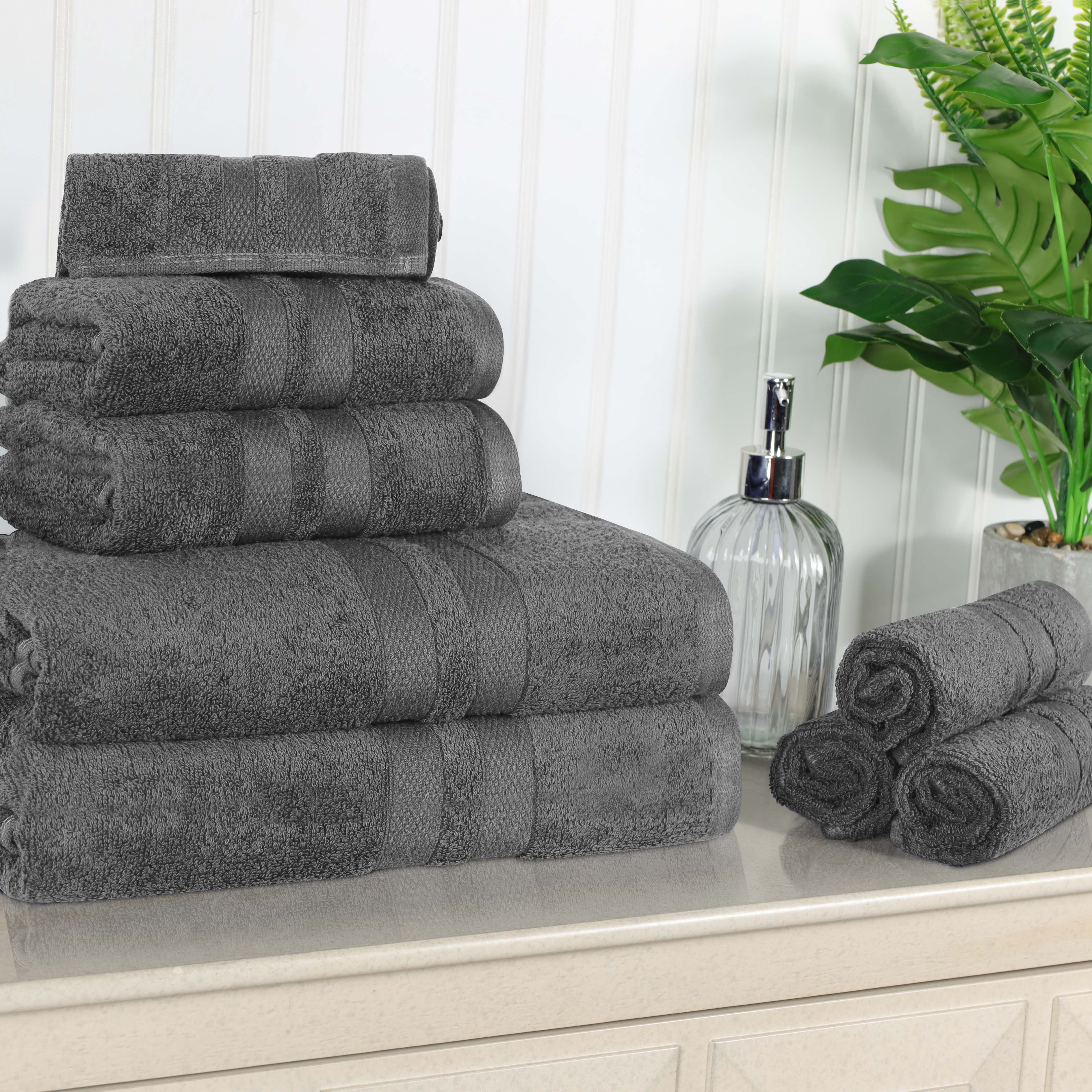 Ultra Soft Cotton Absorbent 8-Piece Towel Set - Premium Bath & Hand Towels for Spa, Gym, and Home Use - Quick Dry & Highly Absorbent