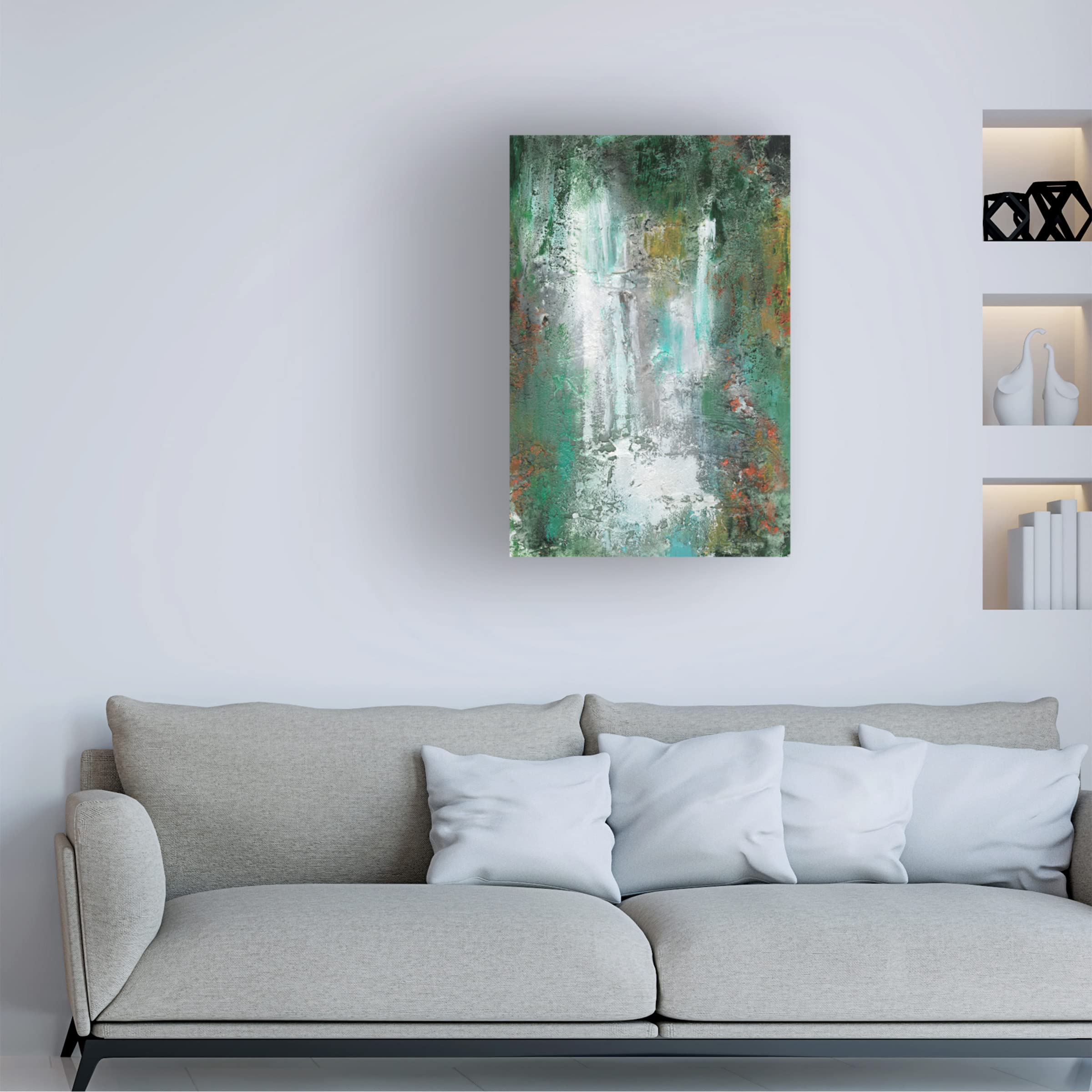 Lila Bramma 'Waterfall In Paradise I' Canvas Wall Art Print - Tropical Landscape Painting for Living Room, Bedroom & Office Decor