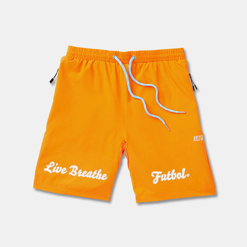 Live Breathe Futbol Maestro Shorts (Turbo) - Orange Soccer Shorts for Men | High-Performance Breathable Football Training Shorts | Perfect for Soccer Practice, Gym Workouts & Casual Wear