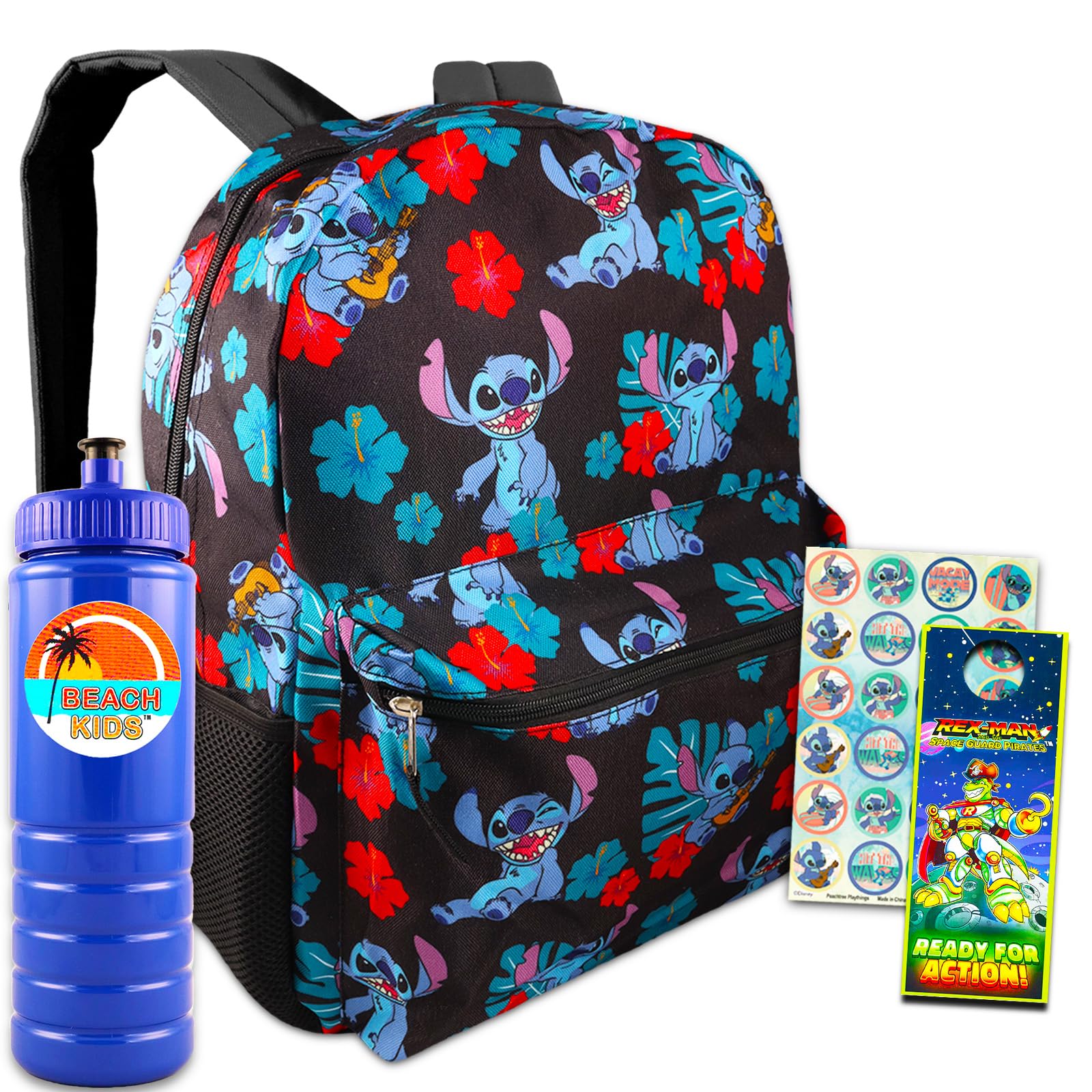 Disney Lilo and Stitch 16 Inch School Backpack Set - 3 Piece Bundle with Stitch School Bag, Stickers & More | Cute Back to School Supplies for Kids, Teens & College Students | Perfect for School, Travel & Everyday Use