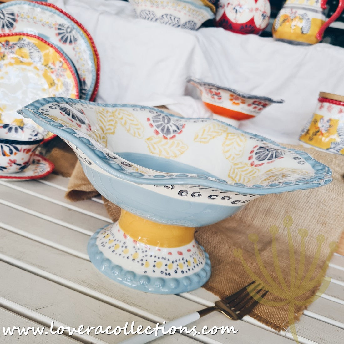 Stylish Afrocentric Light Blue Dinnerware & Serveware Set - Perfect for Family Dinners, Entertaining Guests & Cultural Celebrations