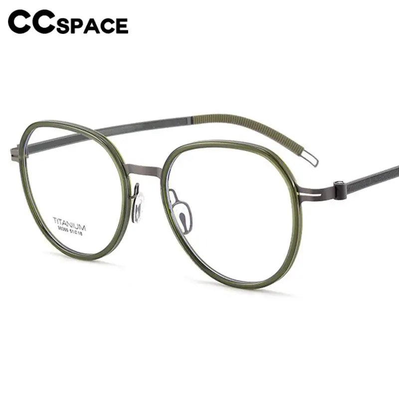 CCspace Unisex Full Rim Round Titanium Eyeglasses 57284 - Lightweight Durable Frame for Men & Women - Perfect for Reading, Work & Fashion Accessories