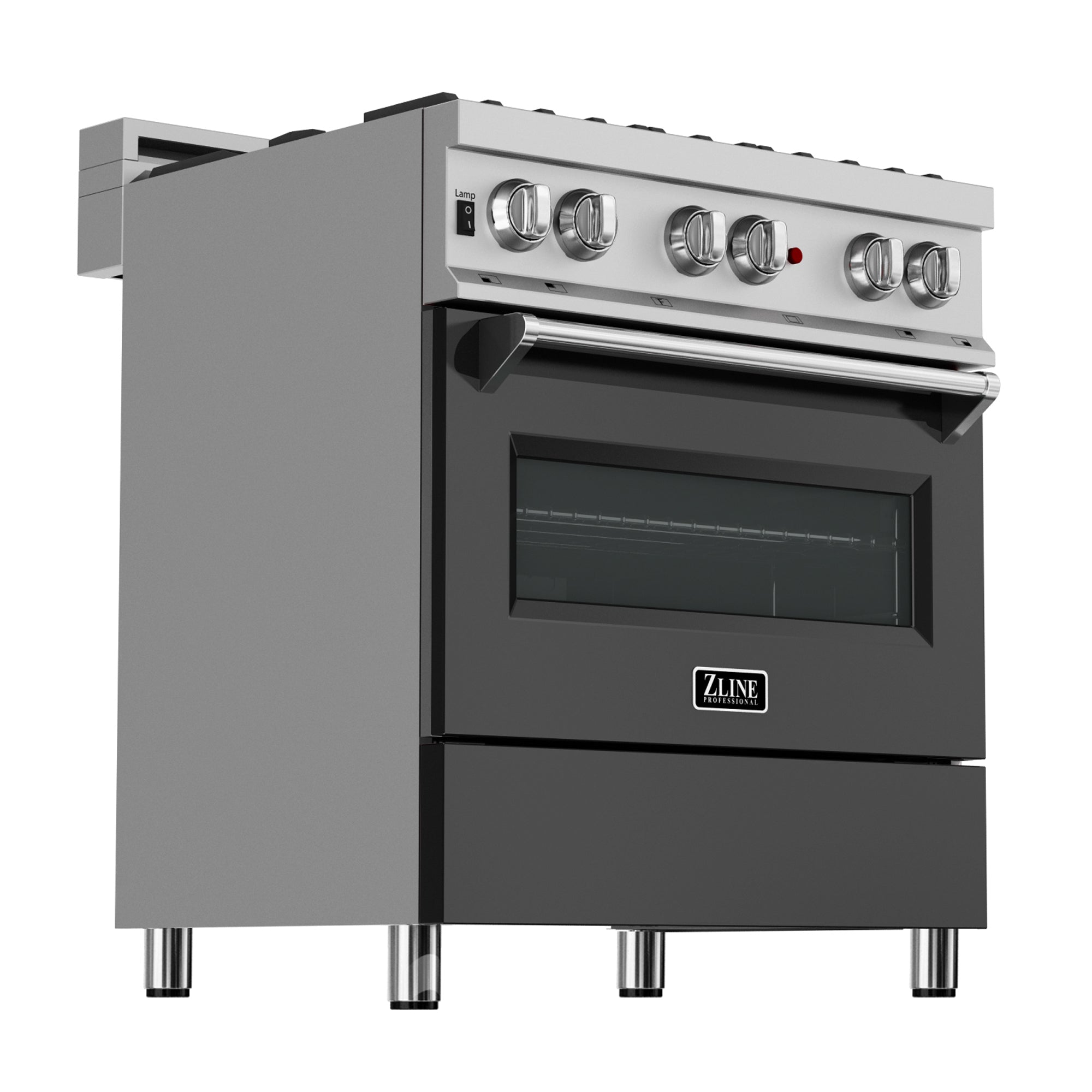 ZLINE 30-Inch 4.0 cu. ft. Dual Fuel Range with 4-Burner Gas Cooktop & Electric Convection Oven - Satin Stainless Steel & Black Matte Door (RAS BLM 30) - Perfect for Modern Kitchens, Home Chefs & Professional Cooking