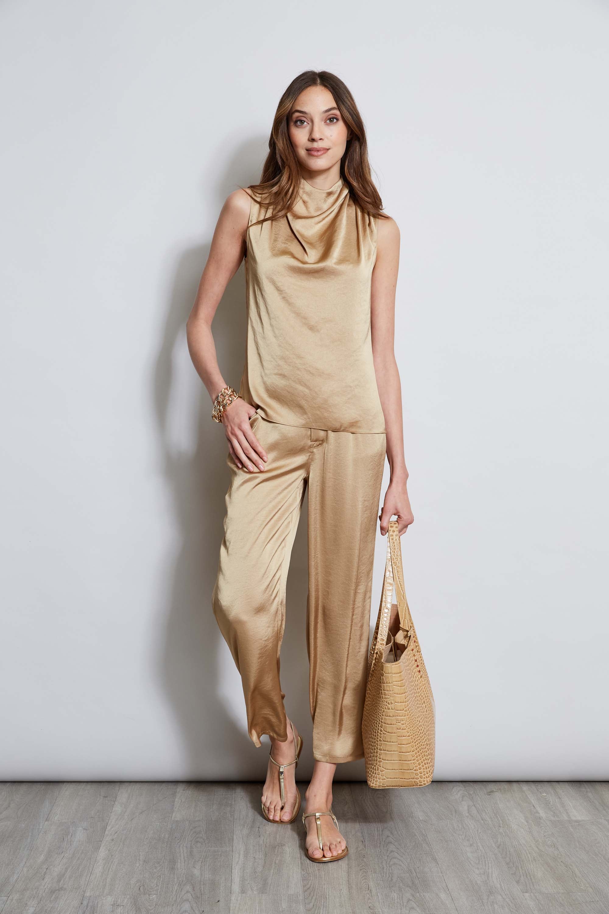 Elegant Satin Draped Neck Blouse for Women - Trendy Party & Evening Wear - Perfect for Date Nights, Cocktail Parties & Special Occasions
