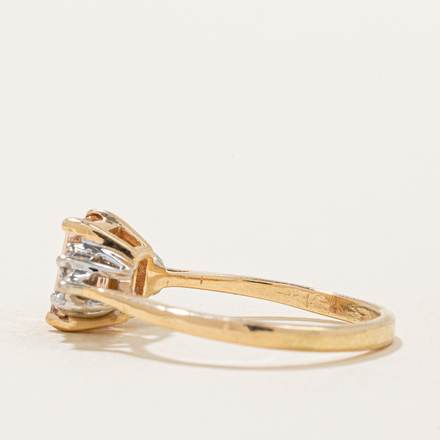 1.10ct Peach Topaz & 0.21ct Diamond Ring - Size 6.75 - Elegant Birthstone Jewelry for Women - Perfect for Anniversary, Engagement & Special Occasion Gifts