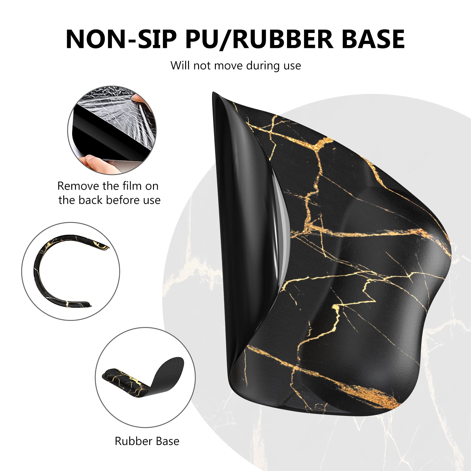 Ergonomic Mouse Pad with Wrist Rest - Black Gold Marble Desk Mat Set for Keyboard & Mouse - Office & Gaming Accessories for Comfort & Productivity - Perfect for Workstations, Home Offices & PC Setups