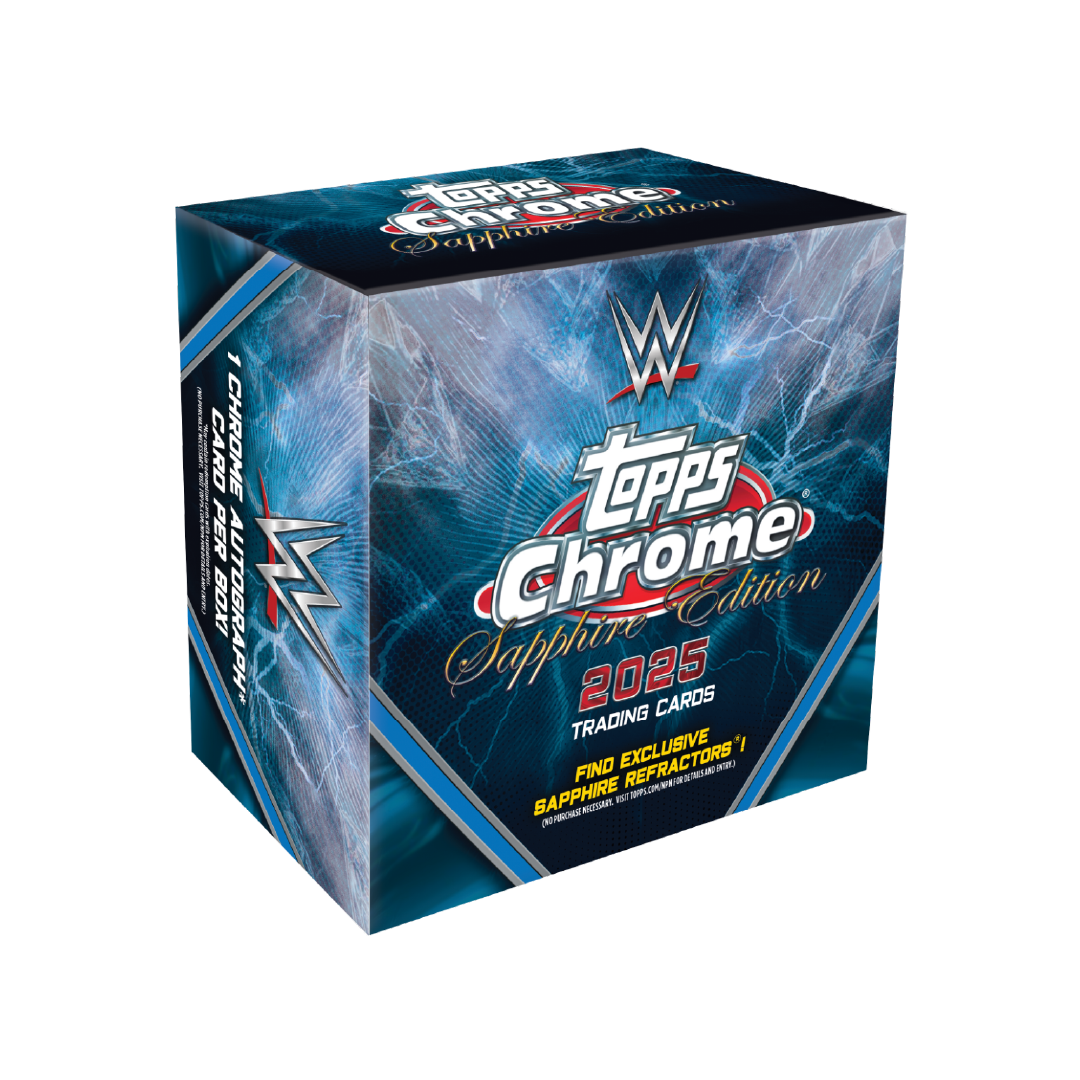 2025 Topps Chrome Sapphire WWE Hobby Box - Premium Wrestling Trading Cards for Collectors & Fans - Perfect for Display, Trading, and Investment