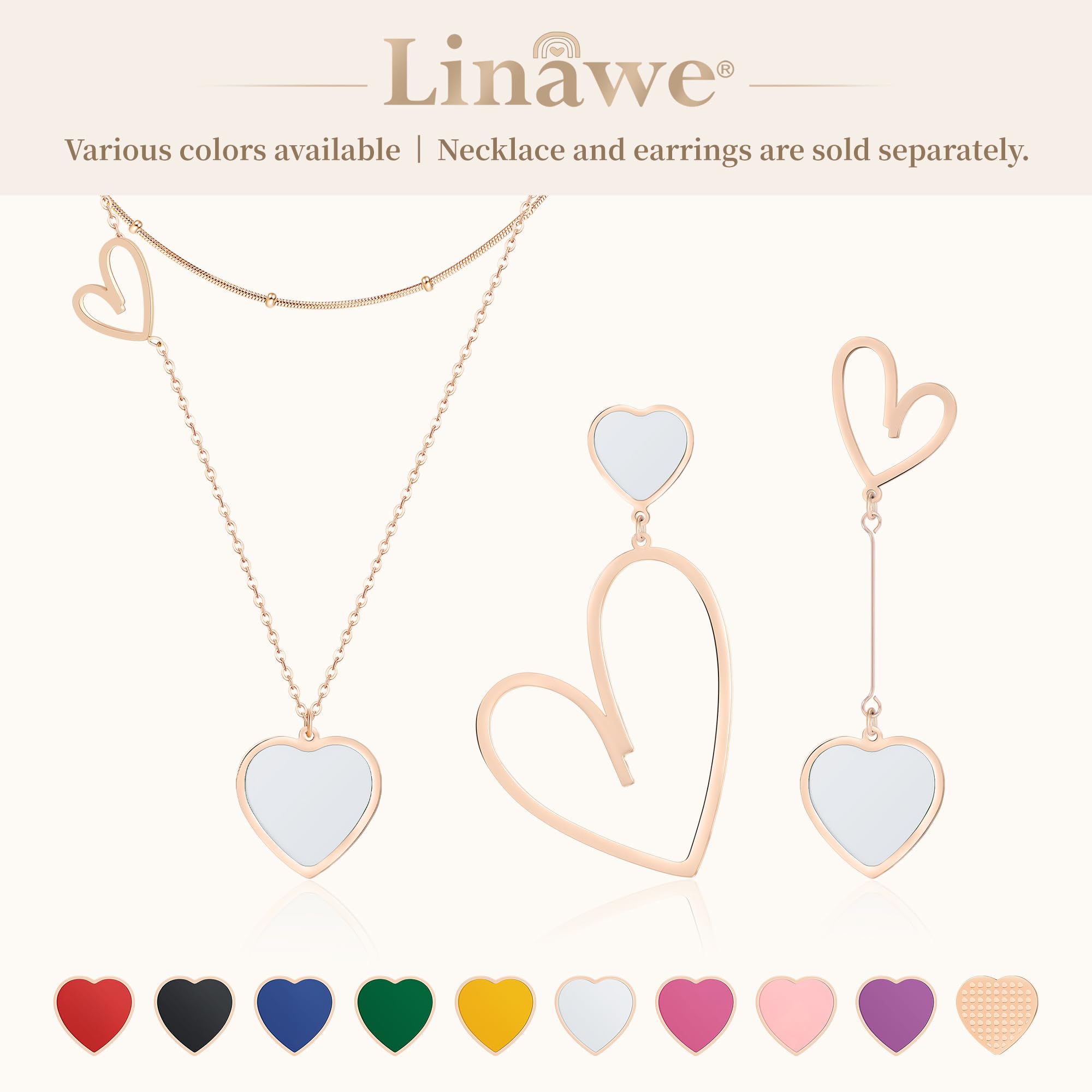 Linawe Titanium Stainless Steel Heart Dangle Earrings for Women - Trendy Gold/Silver/Rose Gold Drop Earrings | Hypoallergenic Asymmetrical Love Jewelry | Perfect for Date Night, Parties & Special Occasions