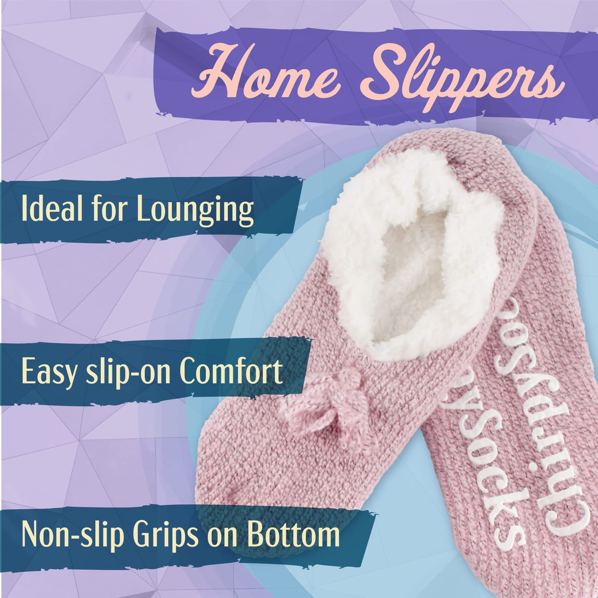 BambooMN Women's Soft Warm Cozy Knit Slippers with Non-Slip Sole - Breathable Lined House Shoes for Indoor, Travel & Lounge Comfort - Perfect Gift for Her
