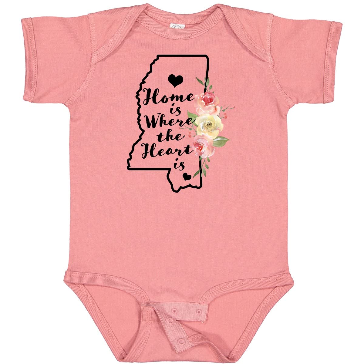 Inktastic Mississippi Home is Where The Heart is Watercolor Baby Bodysuit - Soft Cotton Infant Onesie for Newborns & Toddlers - Perfect for Family Photos, Holidays & Everyday Wear