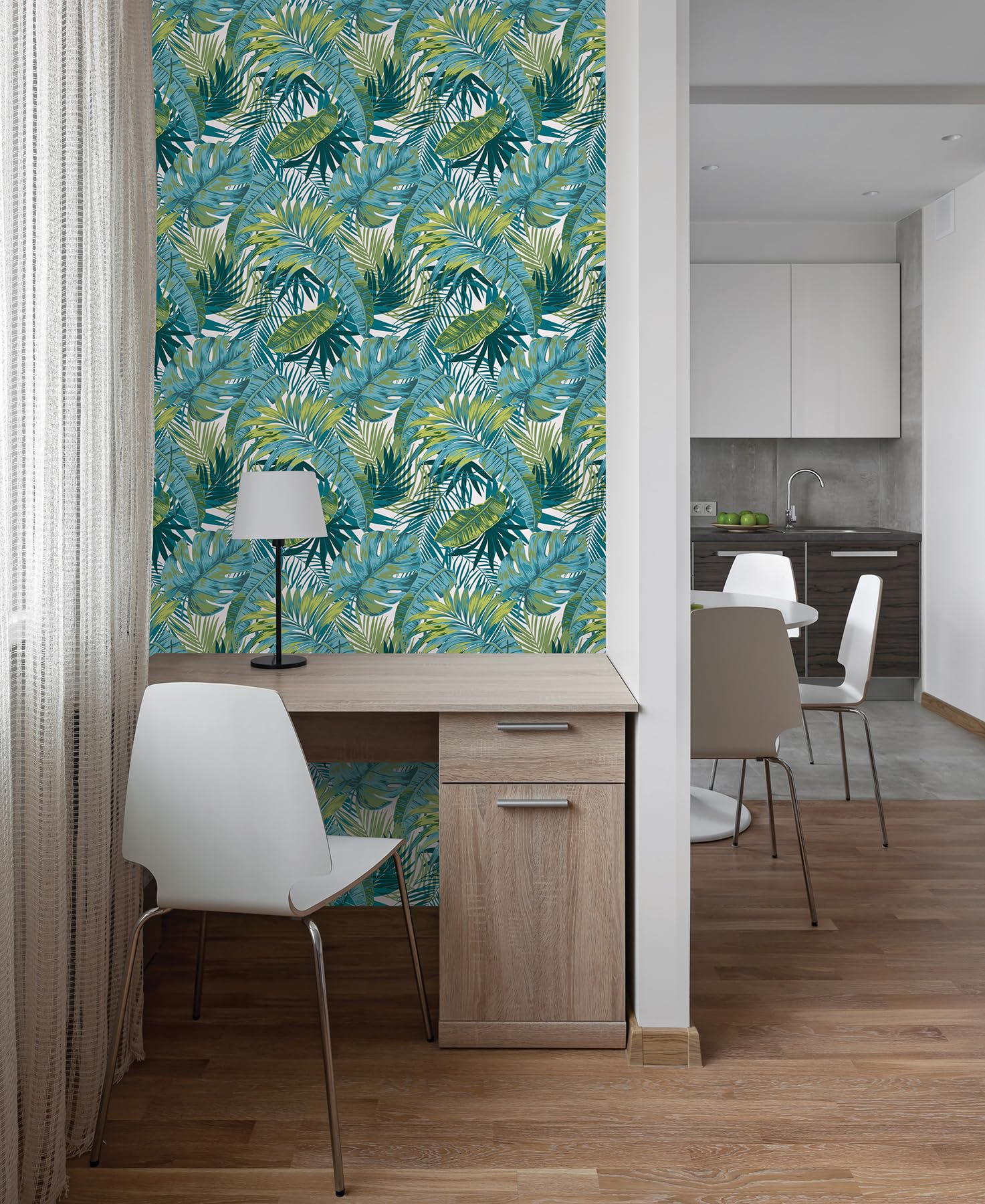 Bangalow Tropical Palm Peel and Stick Wallpaper - Self-Adhesive Removable Wallpaper for Home Decor, Bedroom, Living Room, Nursery - Easy to Install Tropical Leaf Design