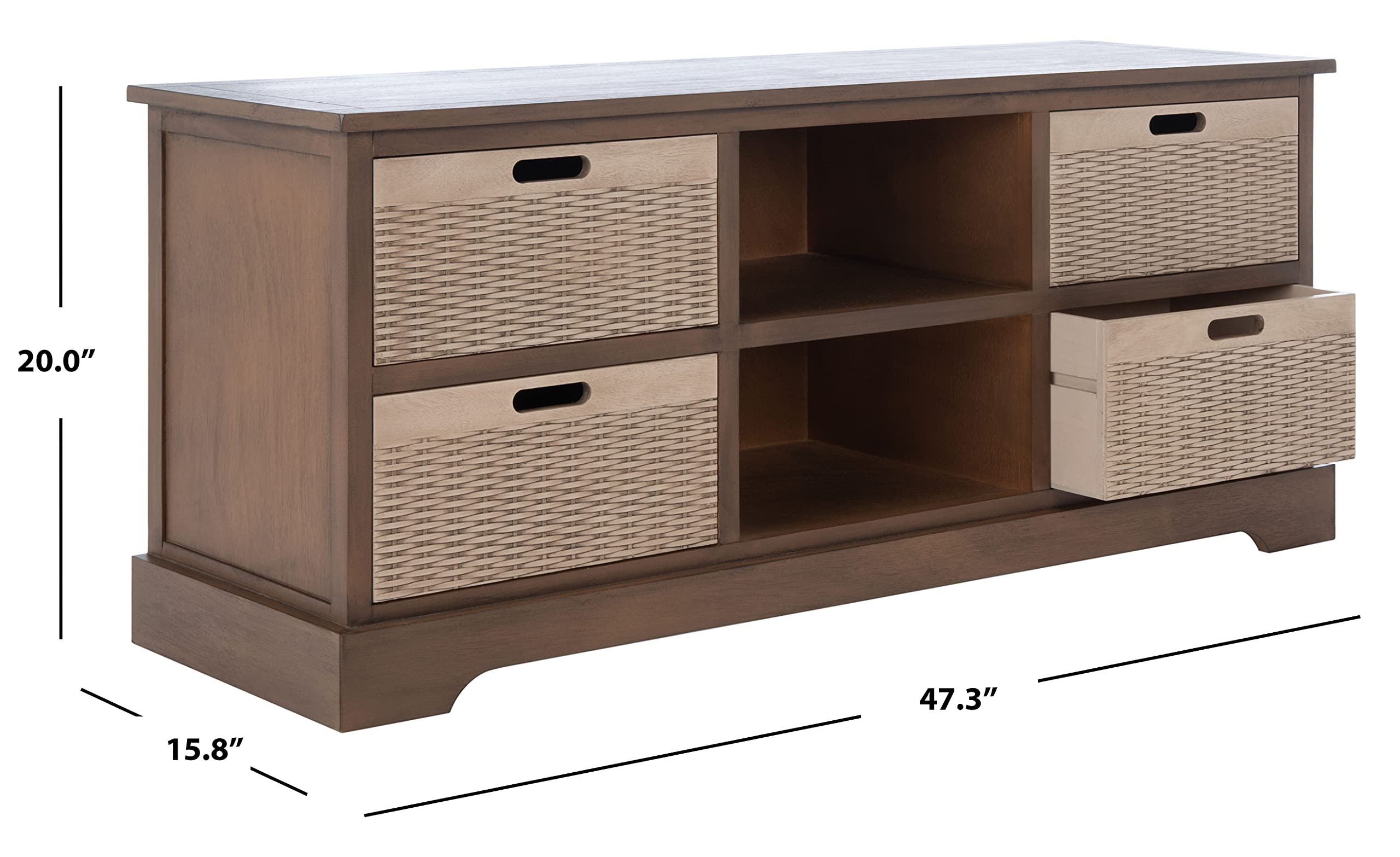 SAFAVIEH Landers Brown 4-Drawer TV Stand for 55-Inch Flat Screen - Modern Media Console with Storage for Living Room, Bedroom & Home Theater