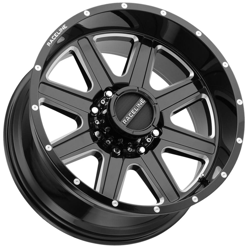 Raceline Wheels Hostage 940 Gloss Black Milled Wheel - 18x9 Inches, 8x180mm Bolt Pattern, 12mm Offset - Perfect for Off-Road Trucks & SUVs