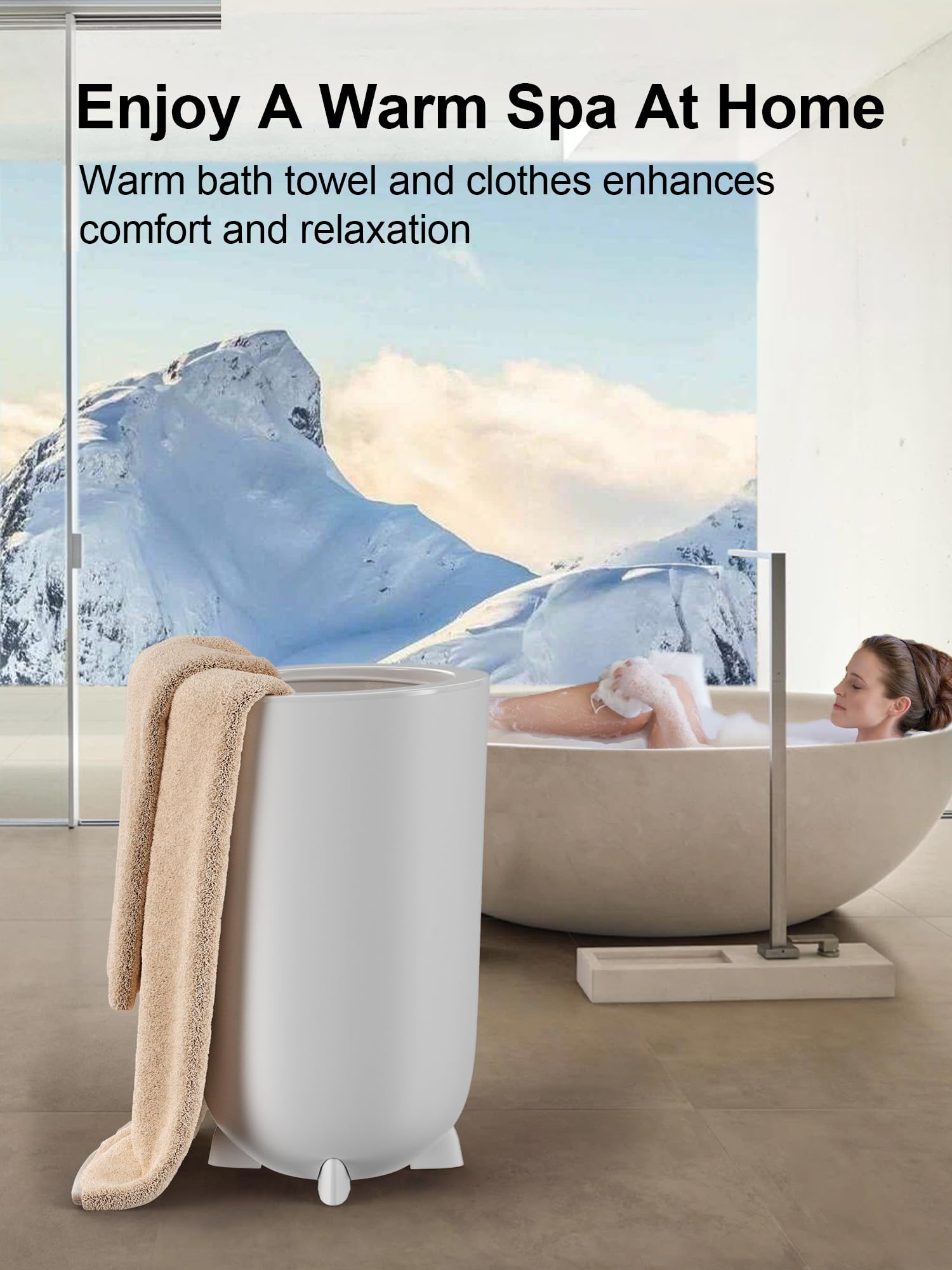 35L Luxury Towel Warmer Bucket with Aroma Tray - Auto Shut Off Timer (15/30/45/60 Min) - Heated Blanket Warmer for Bathrobes, Spa, Pajamas - Perfect for Bathroom Relaxation & Home Spa Experience - White