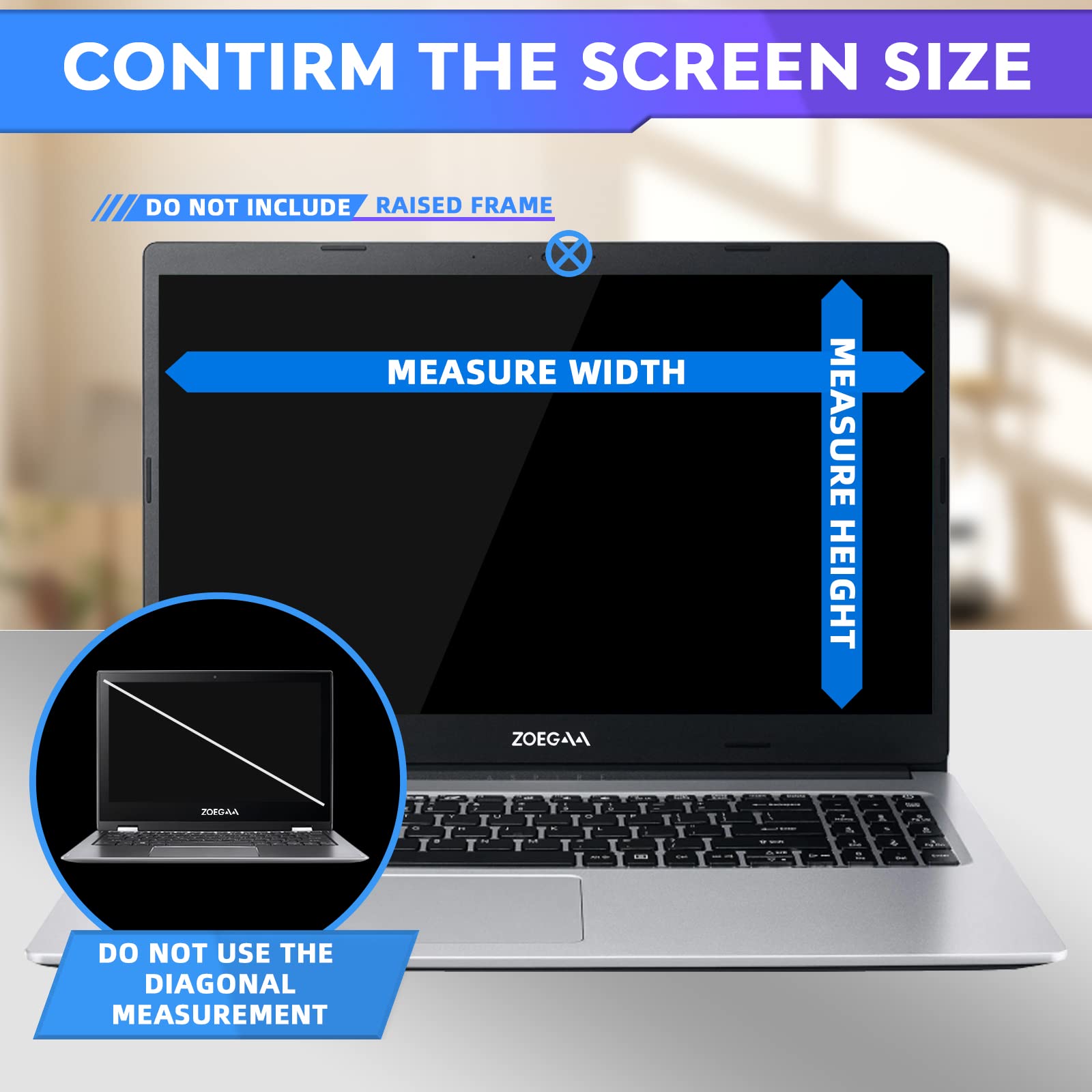 ZOEGAA 11.6 Inch Laptop Screen Protector - Anti Blue Light & Anti Glare Film for 16:9 Display Laptops - Perfect for Office Work, Gaming, and Eye Protection