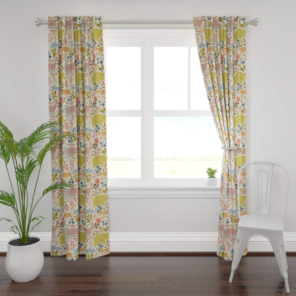 Custom Woodland Animals Forest Print Curtain Panel - 108