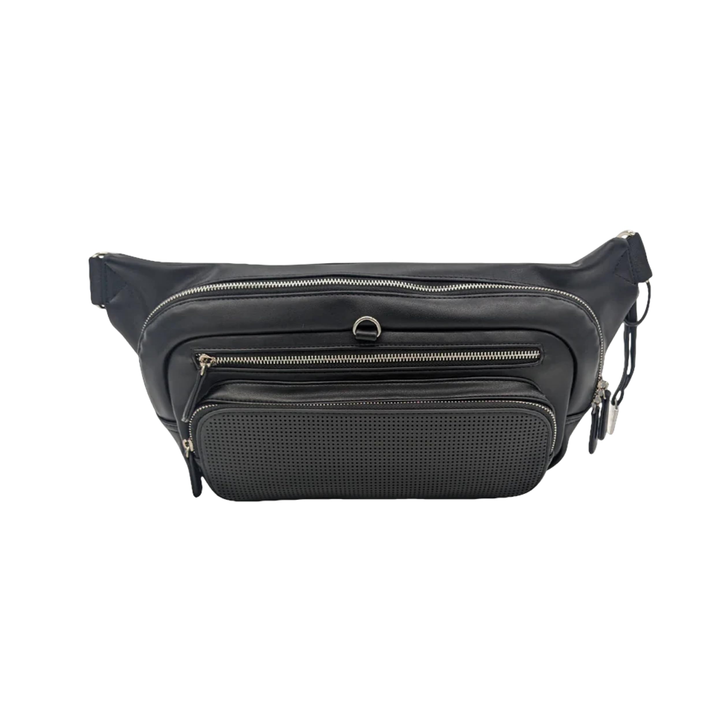 Designer Park Company - Women's Leather Crossbody Bag with Adjustable Strap & Locking Pins, Single Rider Belt Bag, Fanny Pack for Theme Parks, Travel Essentials - Midnight Black | Perfect for Amusement Parks, Concerts & Daily Commute