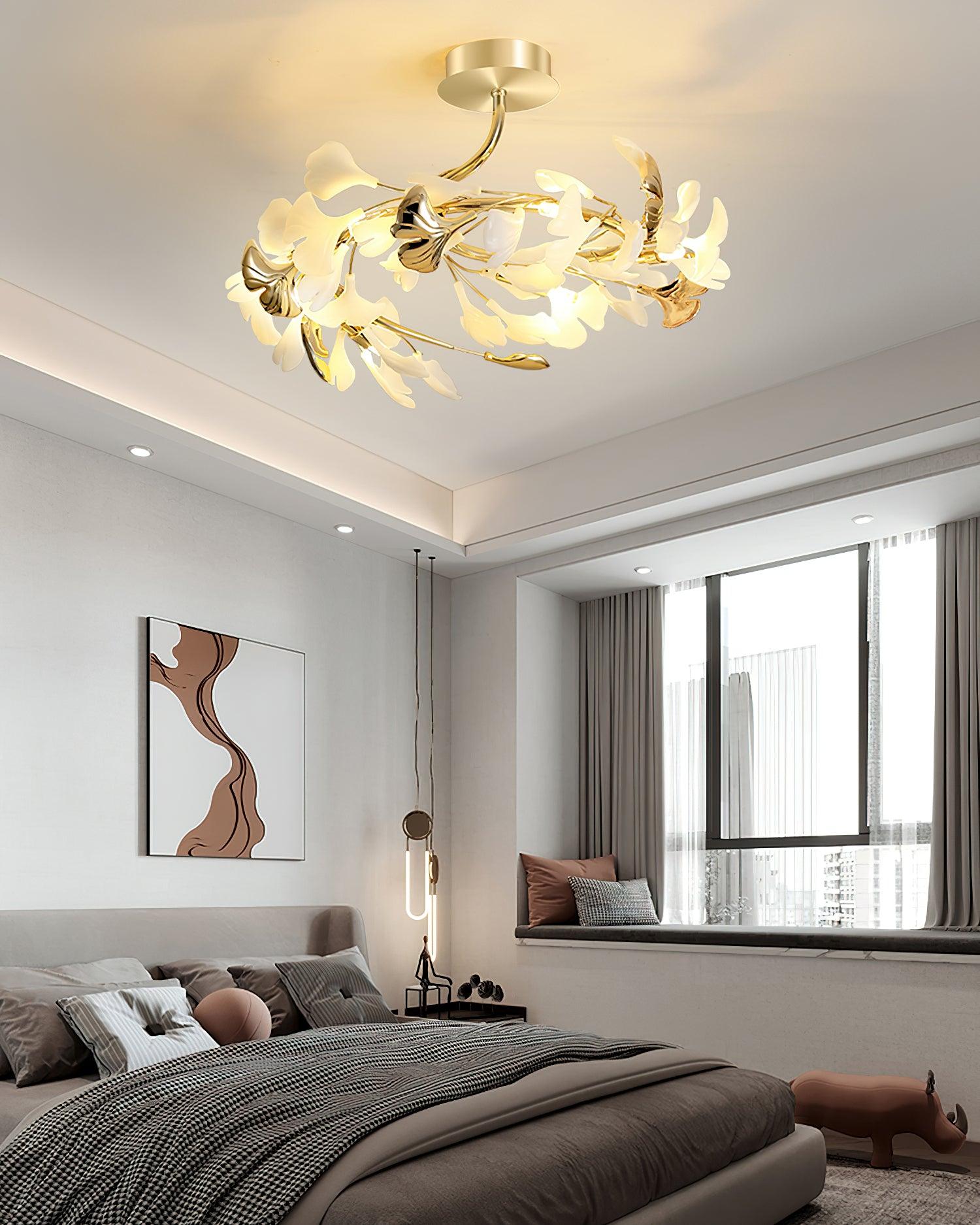 Ginkgo Rotating Ceiling Light - Modern LED Flush Mount Fixture with Remote Control - Perfect for Living Room, Bedroom and Dining Room Lighting