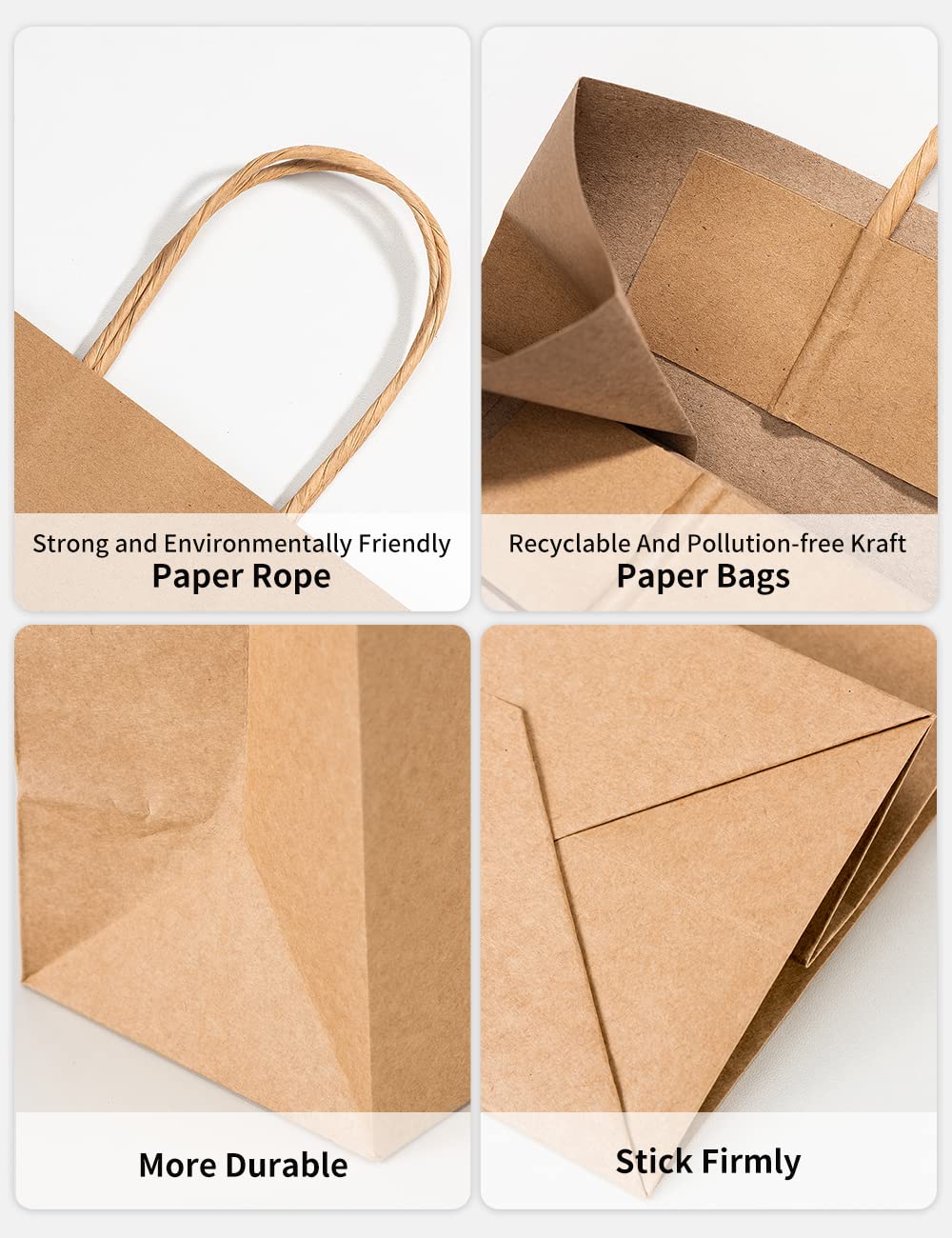 RACETOP 100Pcs Small Brown Kraft Paper Bags with Handles - 5.9