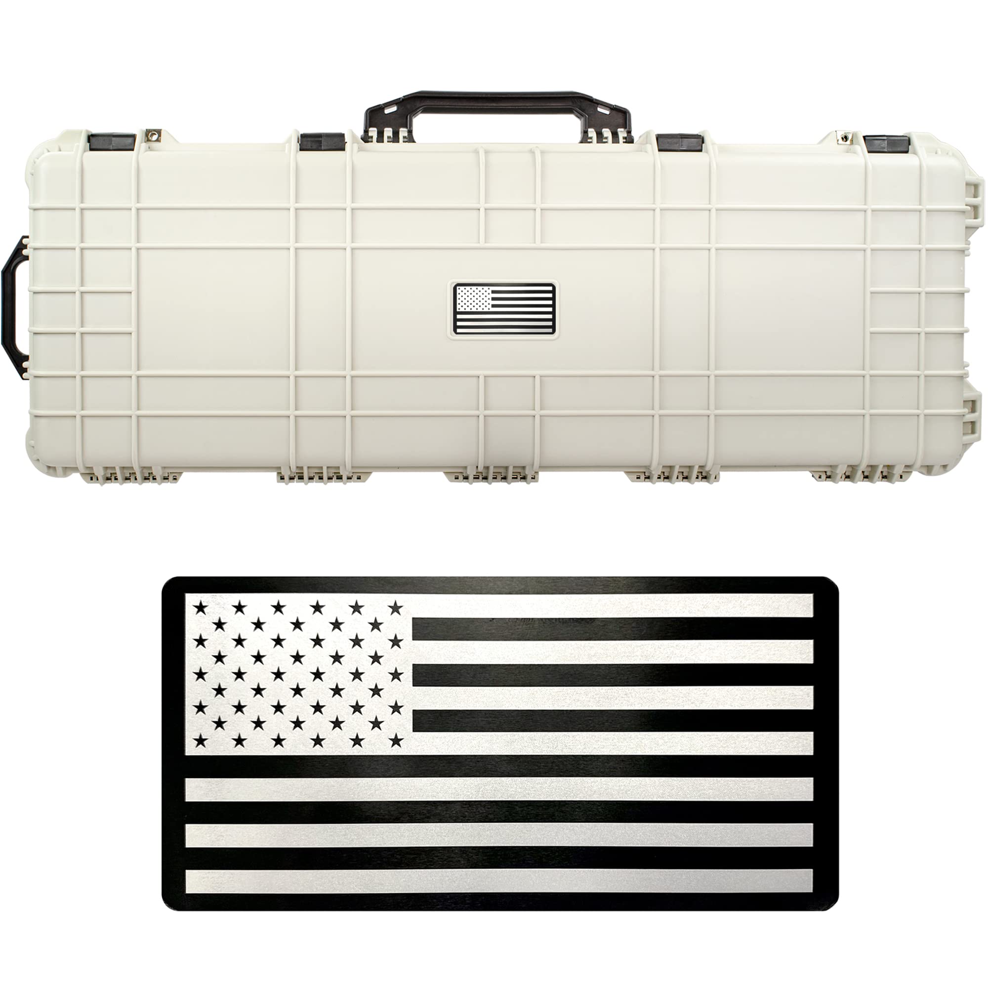 Eylar USA Flag Roller Rifle Hard Case with Foam - Waterproof & Crushproof Gun Case for 2 Rifles or Multiple Guns, Meets TSA Standards - Perfect for Air Travel, Hunting, and Firearm Storage