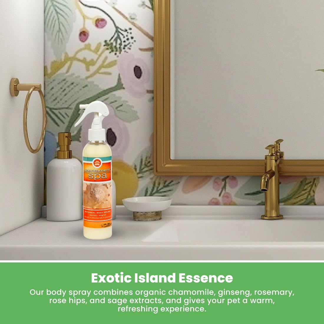 Best Hypoallergenic Pet Cologne Spray for Dogs & Cats - 8oz Botanical Body Splash & Detangler with Exotic Island Scent | Gentle Spa Formula for Grooming, Freshening & Tangle-Free Fur Care