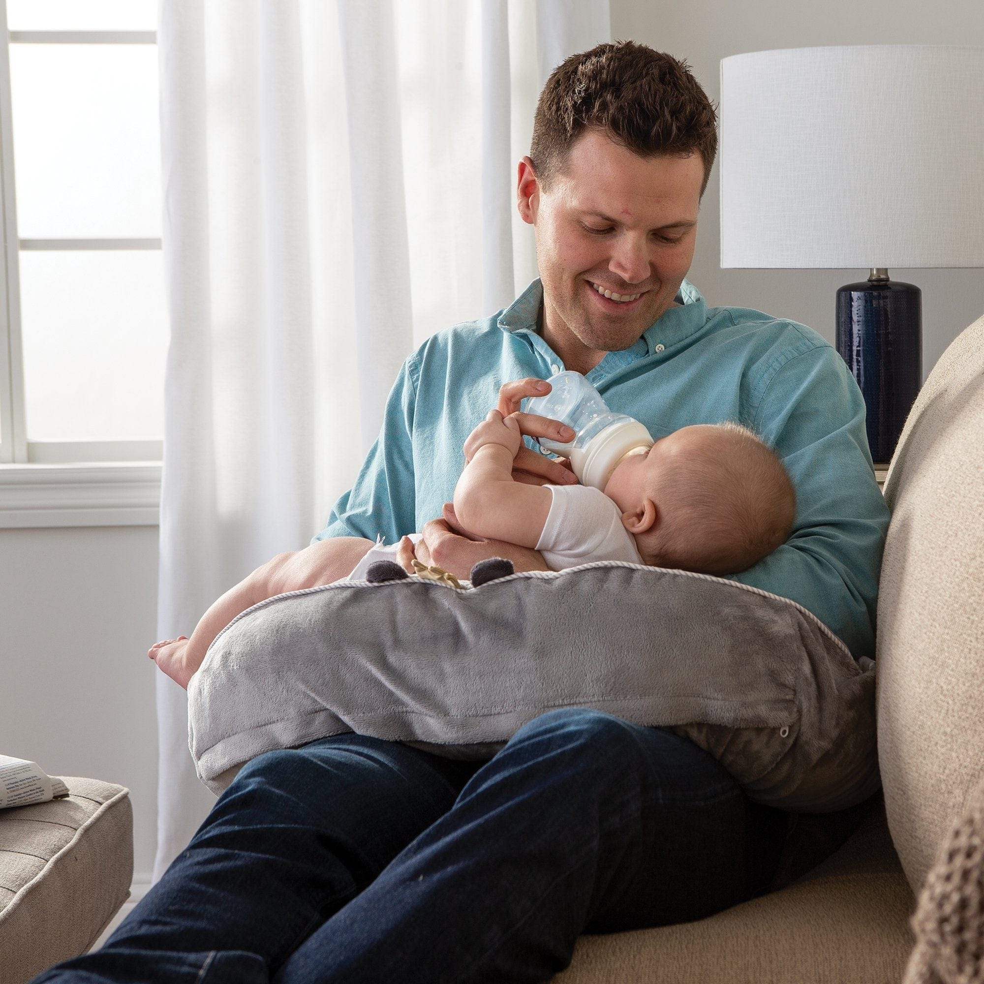 Boppy Luxe Slipcovered Nursing Pillow - Soft & Supportive Breastfeeding Pillow for New Moms, Comfortable Baby Feeding Support for Nursing, Bottle Feeding & Tummy Time