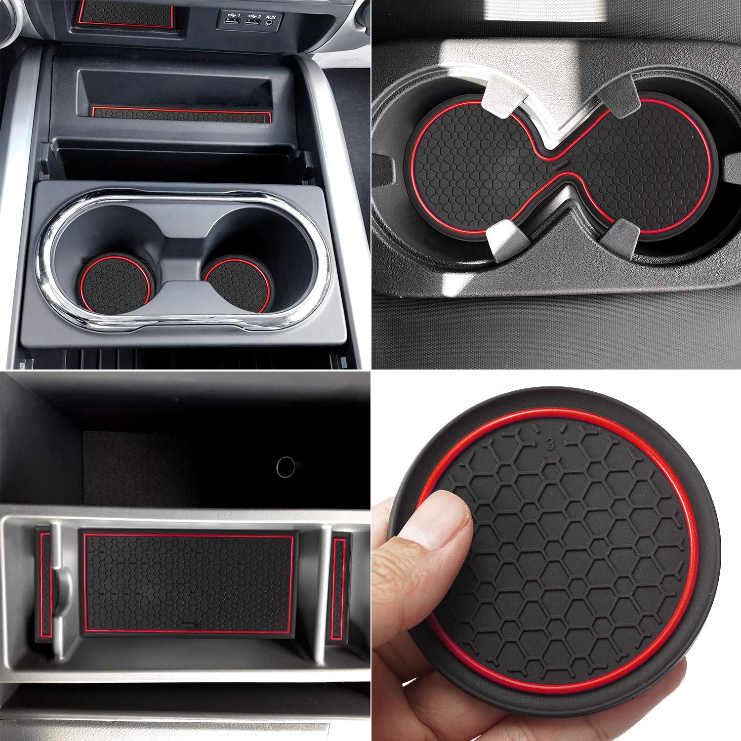 **Auovo Anti Dust Mats for Titan Crew Cab (2017-2024) - 15-Piece Set with Floor Console Liners, Door Liners & Cup Holder Inserts | Interior Accessories | Red | Perfect for Off-Roading & Daily Commute**