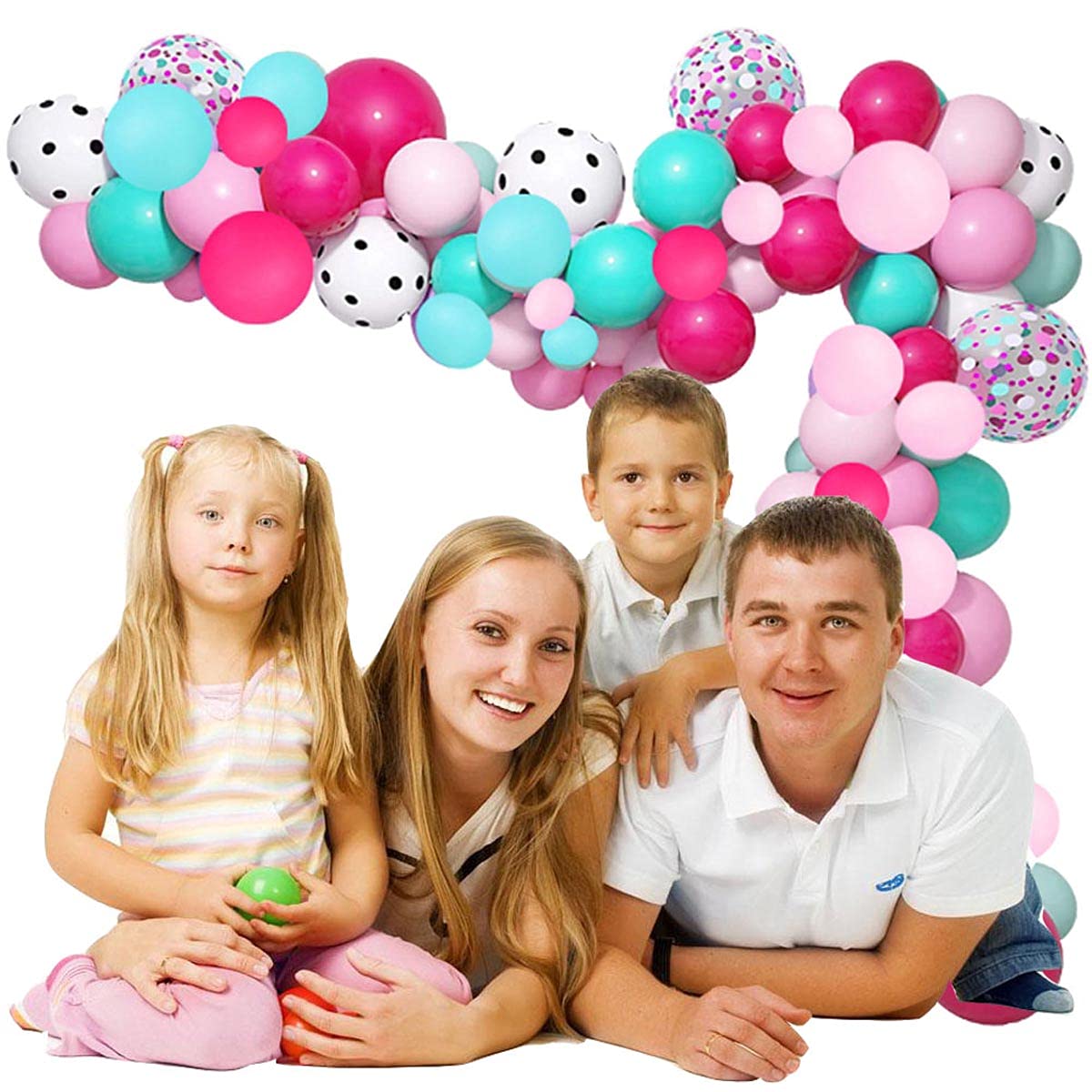 110PCS Hot Pink Teal Blue Garland Arch Kit - Turquoise Blue Rose Red Light Pink Confetti Balloons for Birthday, Wedding, Baby Shower & Gender Reveal Party Decorations | Perfect for Surprise Themed Celebrations and Festive Home Decor