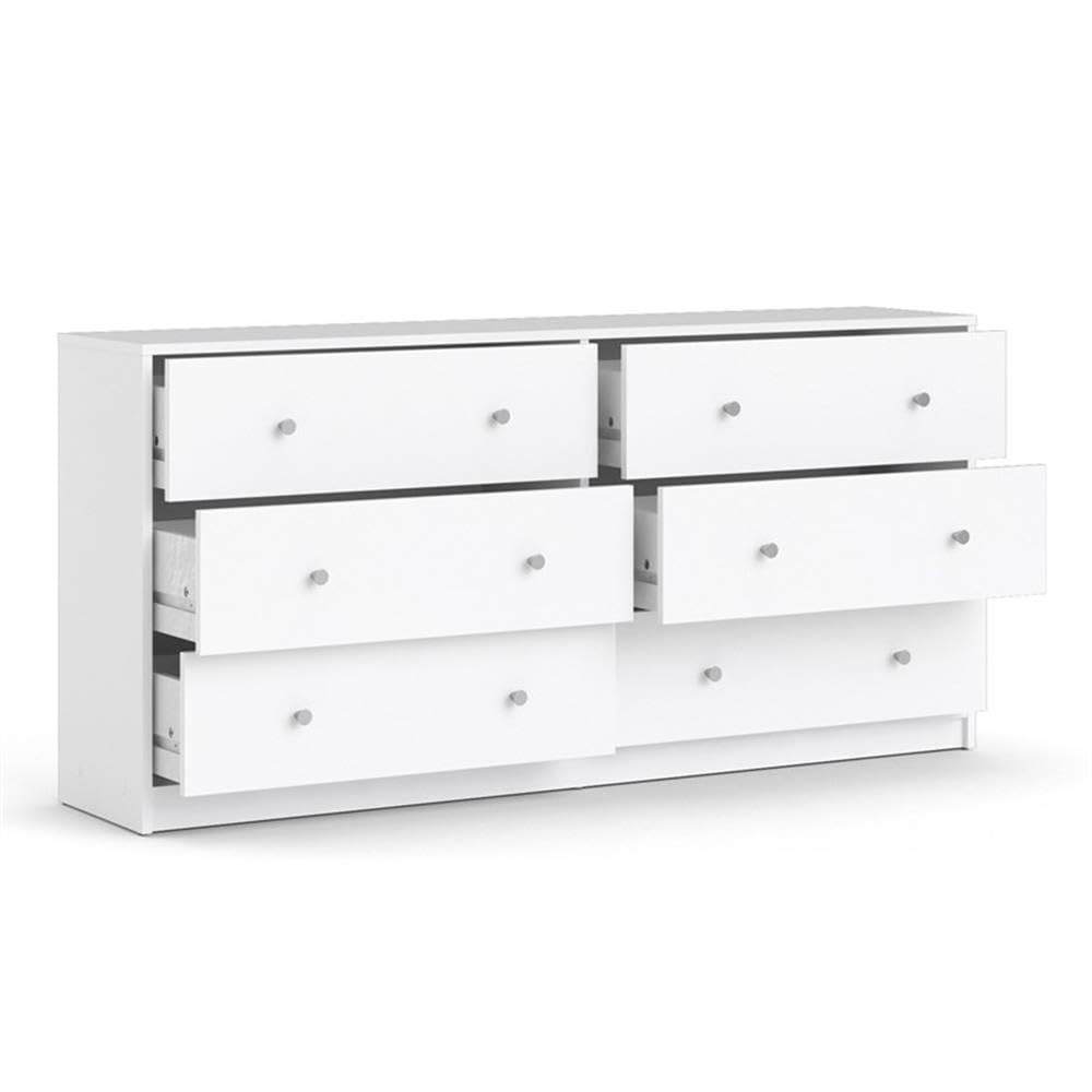 Modern White Wood Dresser and Nightstand Set - 2 Piece Bedroom Furniture for Master Bedroom, Guest Room & Nursery Storage Solutions