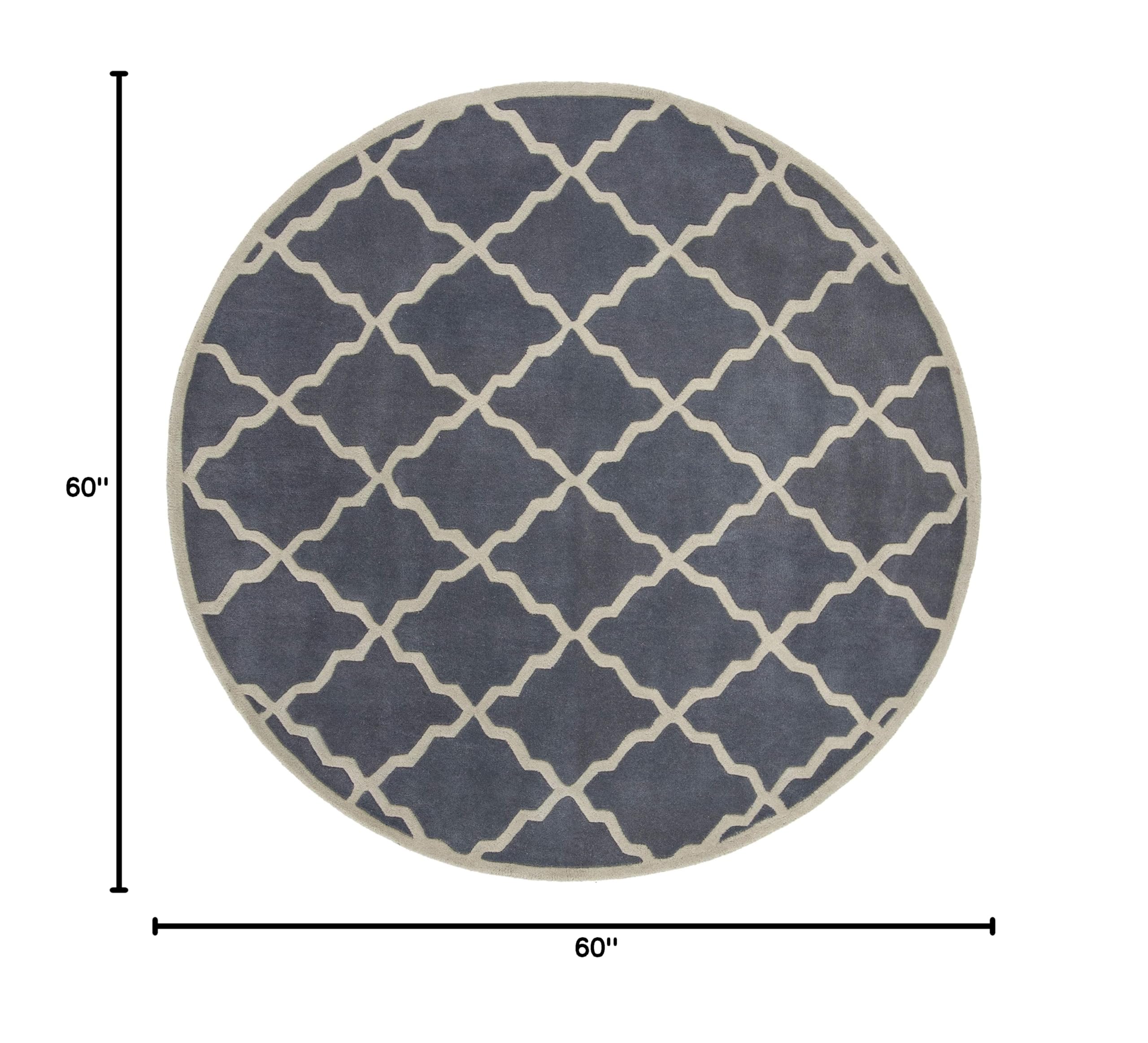 SAFAVIEH Chatham Collection 5' Round Grey CHT940K Handmade Trellis Premium Wool Area Rug for Living Room, Bedroom & Office - Soft & Durable Floor Covering