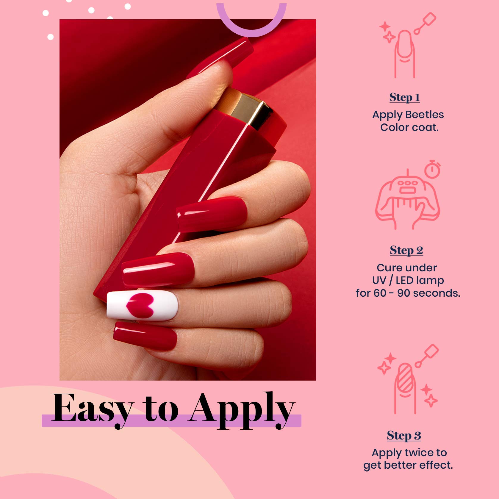 Beetles 6 Colors Red Gel Nail Polish Set - Shimmer Burgundy UV LED Soak Off Gel Polish Kit for Nail Art Design | DIY Manicure at Home | Perfect Gift for Women & Nail Lovers | Valentine's Day, Parties & Special Occasions