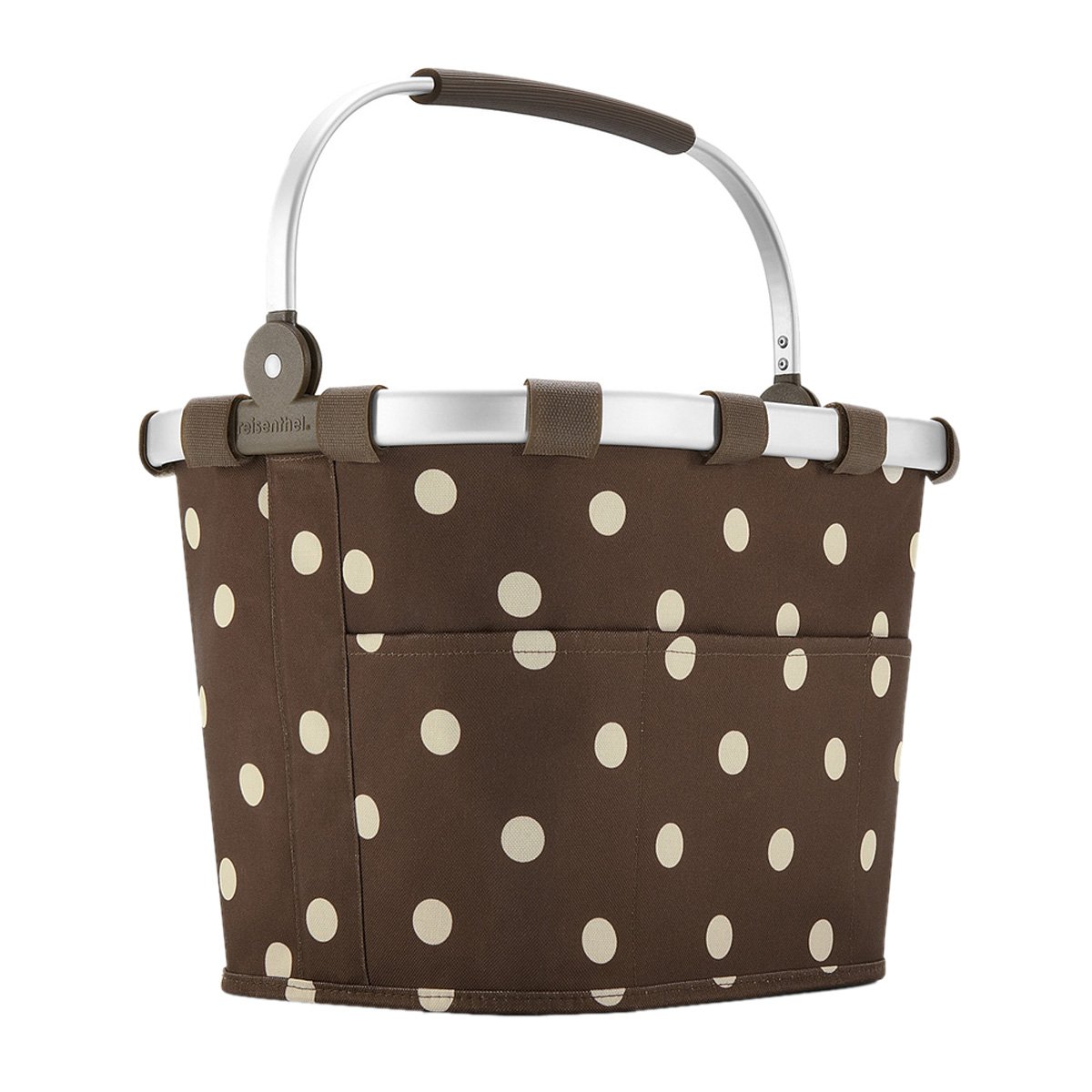 Reisenthel Bike Basket Plus Mocha Dots - Stylish and Durable Bicycle Basket for Commuting, Shopping & Picnics - Perfect for Urban Cycling, Groceries & Outdoor Adventures