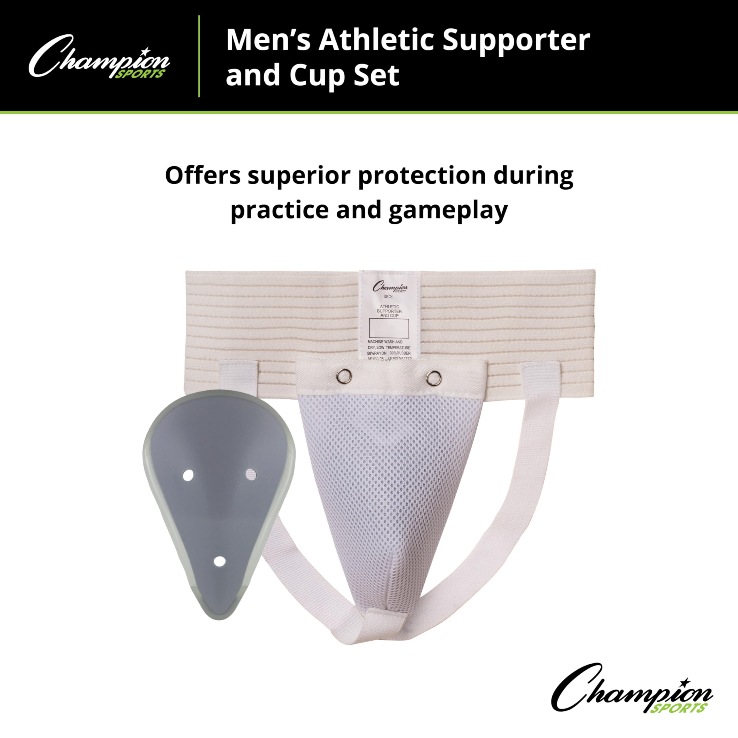 Champion Sports Men's Athletic Cup Supporter - Protective Groin Guard for Baseball, Football, Hockey & Martial Arts - Comfortable Sports Safety Gear for Active Men