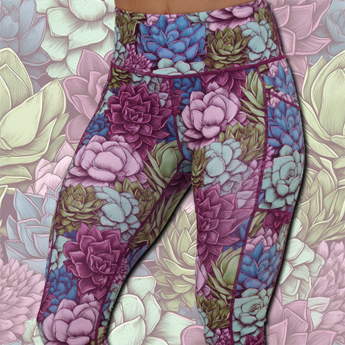Succa For Plants Leggings - Women's Floral Yoga Pants for Workouts, Lounge & Casual Wear | Perfect for Gym, Running, Travel & Everyday Comfort