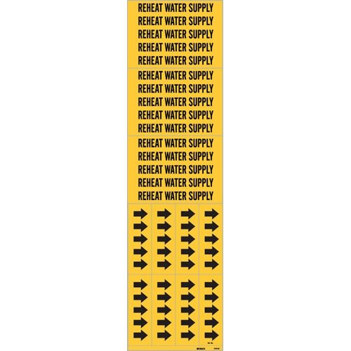 Brady 7313-3C 0.75 Inch Diameter Vinyl Self-Adhesive Pipe Markers for Hot Water Supply - 100 Cards per Pack | Ideal for Plumbing, HVAC & Industrial Pipe Labeling