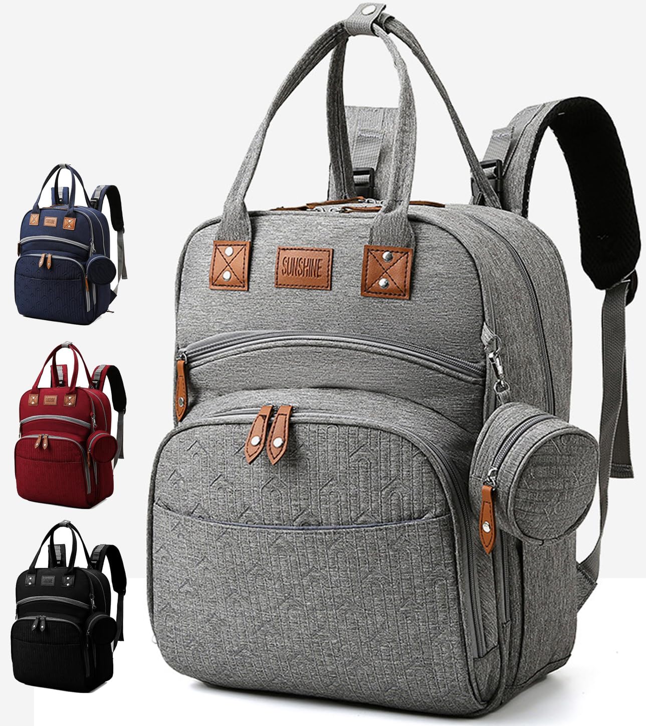 Waterproof Diaper Backpack for Moms - Large Capacity Multifunctional Baby Travel Bag with Changing Pad | Stylish Grey Maternity Nappy Organizer for Daycare, Outings & Family Trips