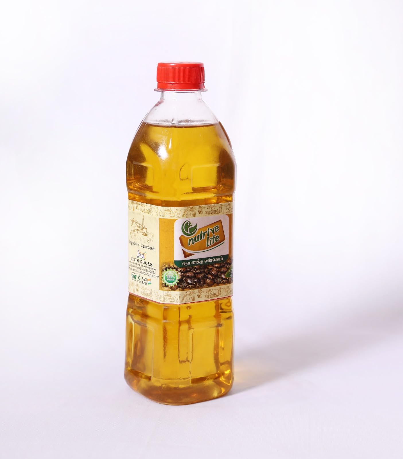 Nutrive Lite Organic Castor Oil for Hair Growth, Skin & Nail Care - 100% Pure, Cold-Pressed, Natural, No Mineral Oil or Preservatives - 250ml/500ml - Promotes Stronger Hair & Healthy Skin for Daily Beauty Routine