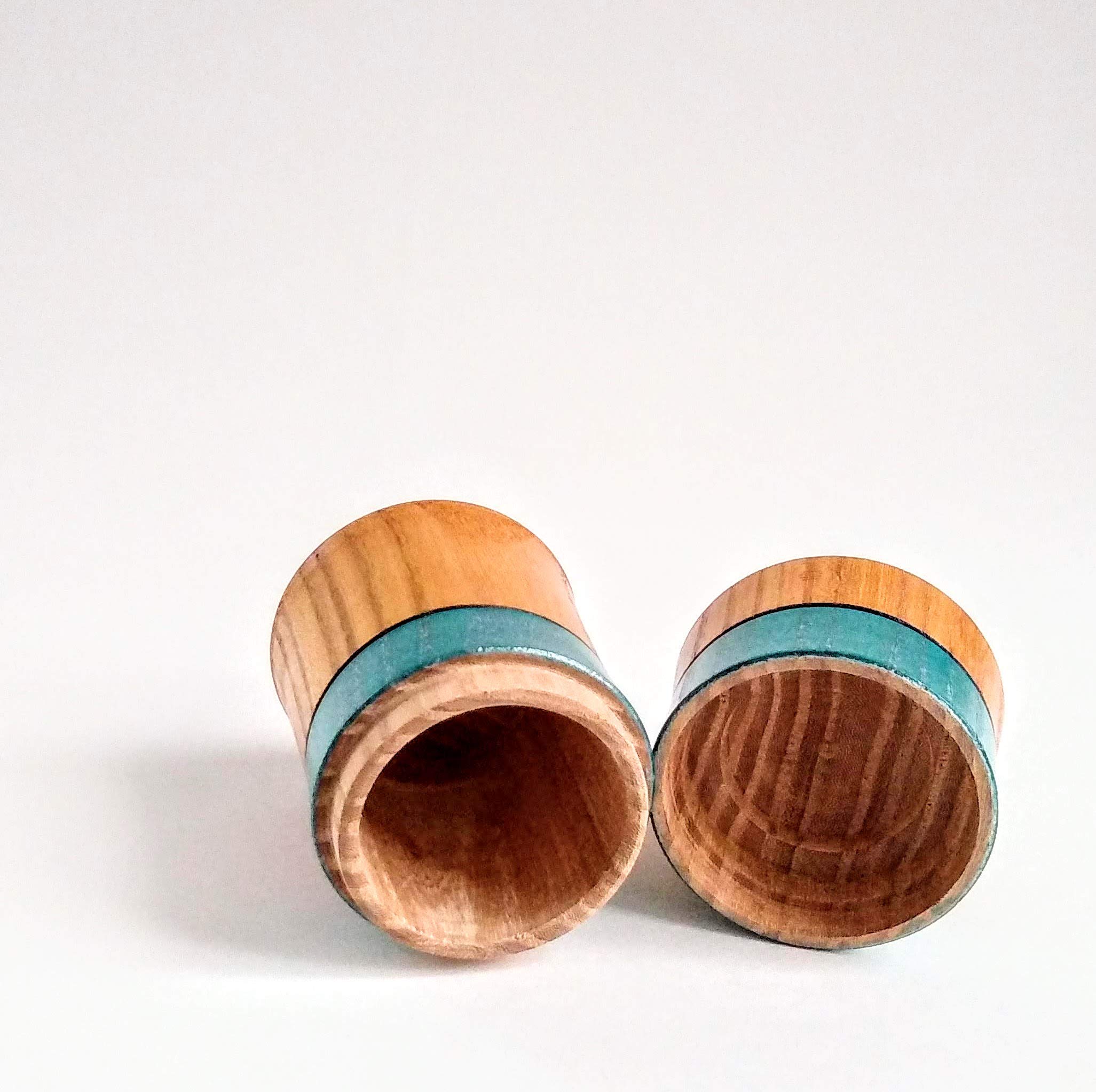 Handcrafted Small Turned Elm Wood Box with Blue Finish - Perfect for Jewelry Storage, Gift Box & Home Decor