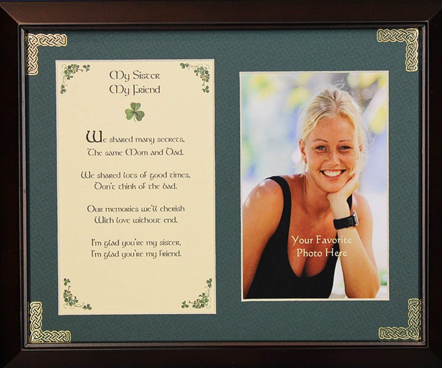 My Sister My Friend - 8x10 Inch Framed Green Matted Photo Blessing Gift for Sisters - Perfect for Birthdays, Anniversaries & Home Decor