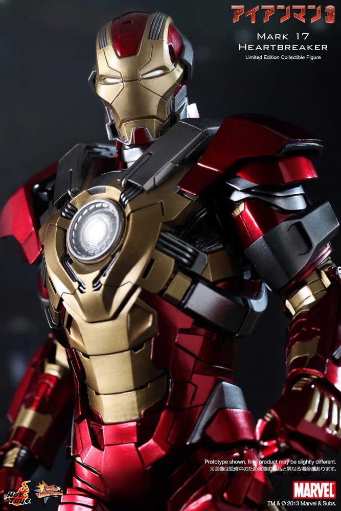 Hot Toys Iron Man 3 12-Inch Collectible Action Figure - Iron Man Mark 17 Heartbreaker Armor | Premium Movie Character Model for Display & Marvel Fans Collection