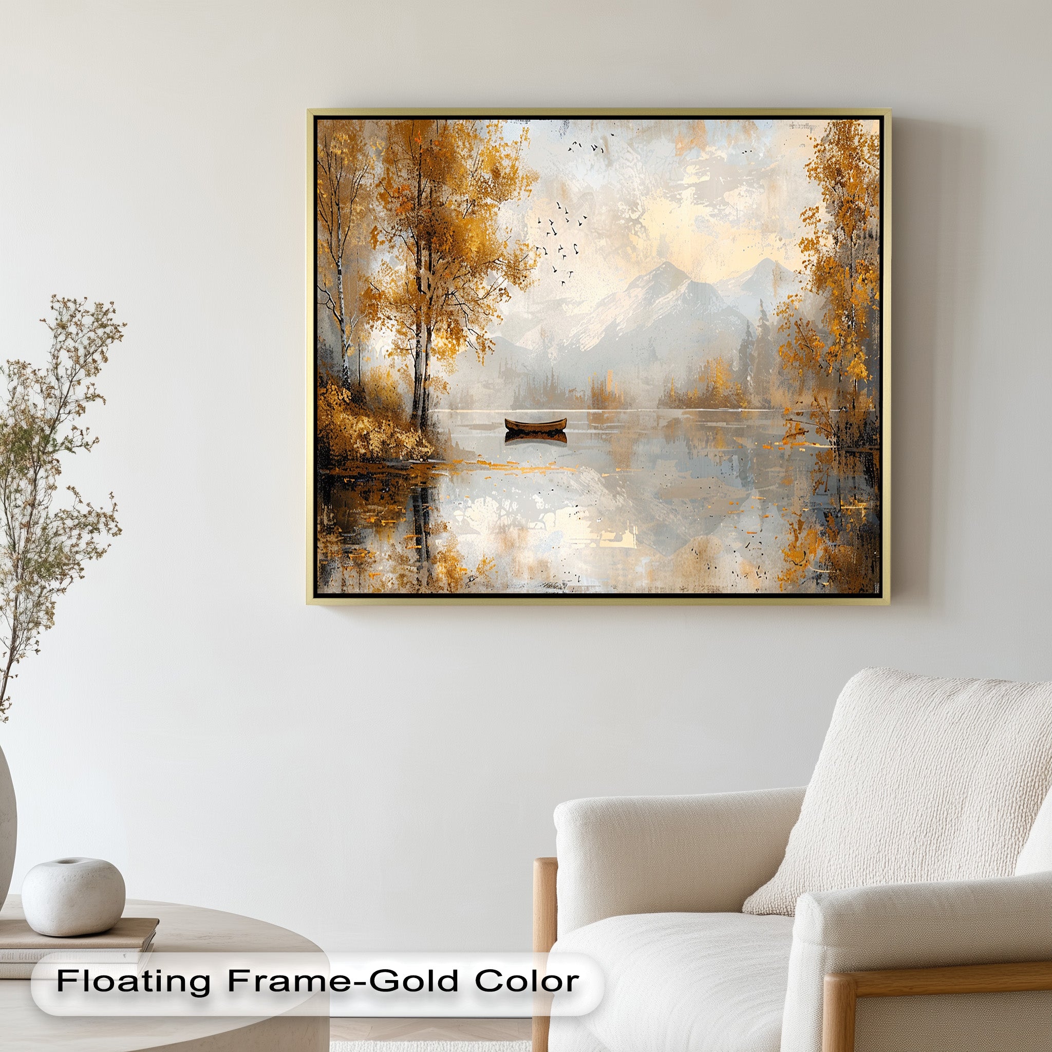 Abstract Lake and Forest Oil Painting - Handmade Tranquil Nature Wall Art for Living Room, Bedroom & Office Decor
