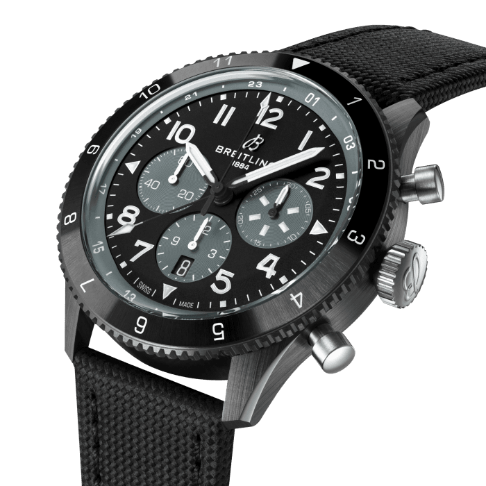 Breitling AVI B04 Chronograph GMT 46mm Black Ceramic Men's Luxury Watch for Aviation, Travel & Business Professionals