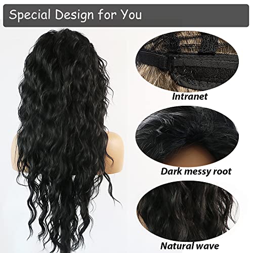 Curly Blonde Brown Reverse Ombre Wig - Long Synthetic Hairpiece for Cosplay, Halloween & Daily Fashion