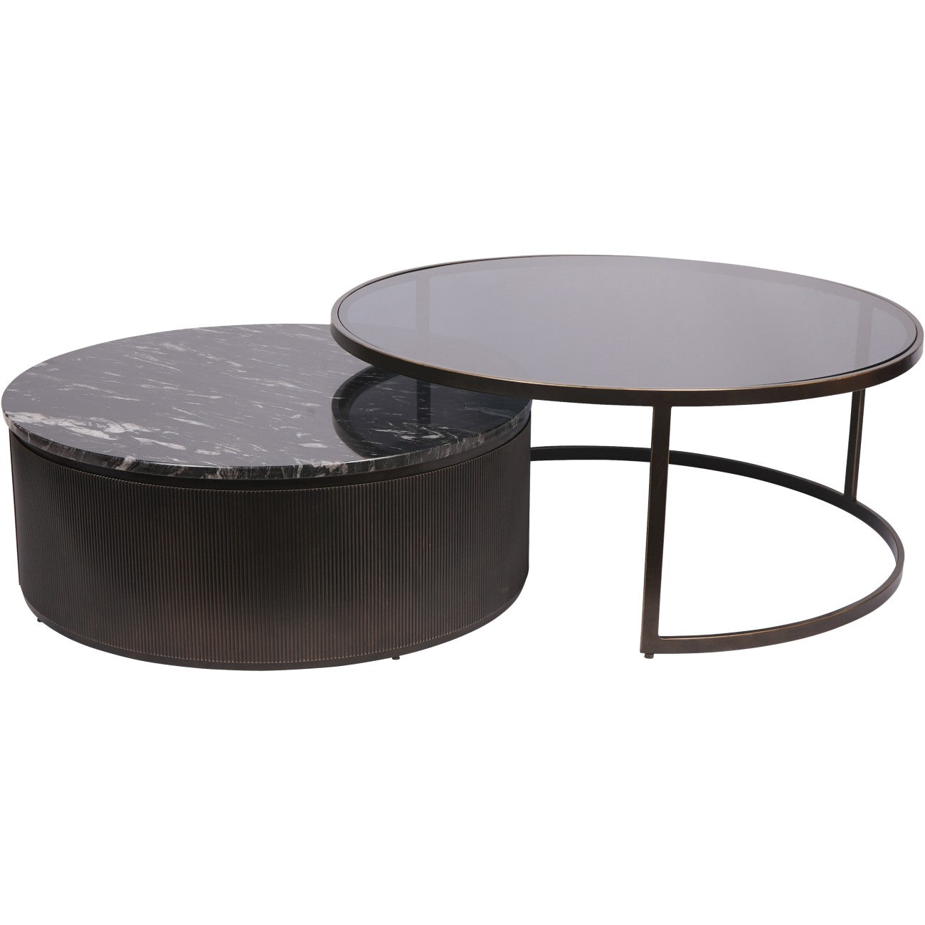 Belvedere Black Set of 2 Modern Nesting Coffee Tables for Living Room - Space Saving Side Tables with Sleek Design for Small Spaces